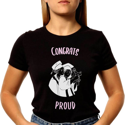 Congrats Proud Graphic - Unisex Round Neck Regular Fit 100% Combed Cotton Half Sleeve T-Shirt - Mojilo Mart