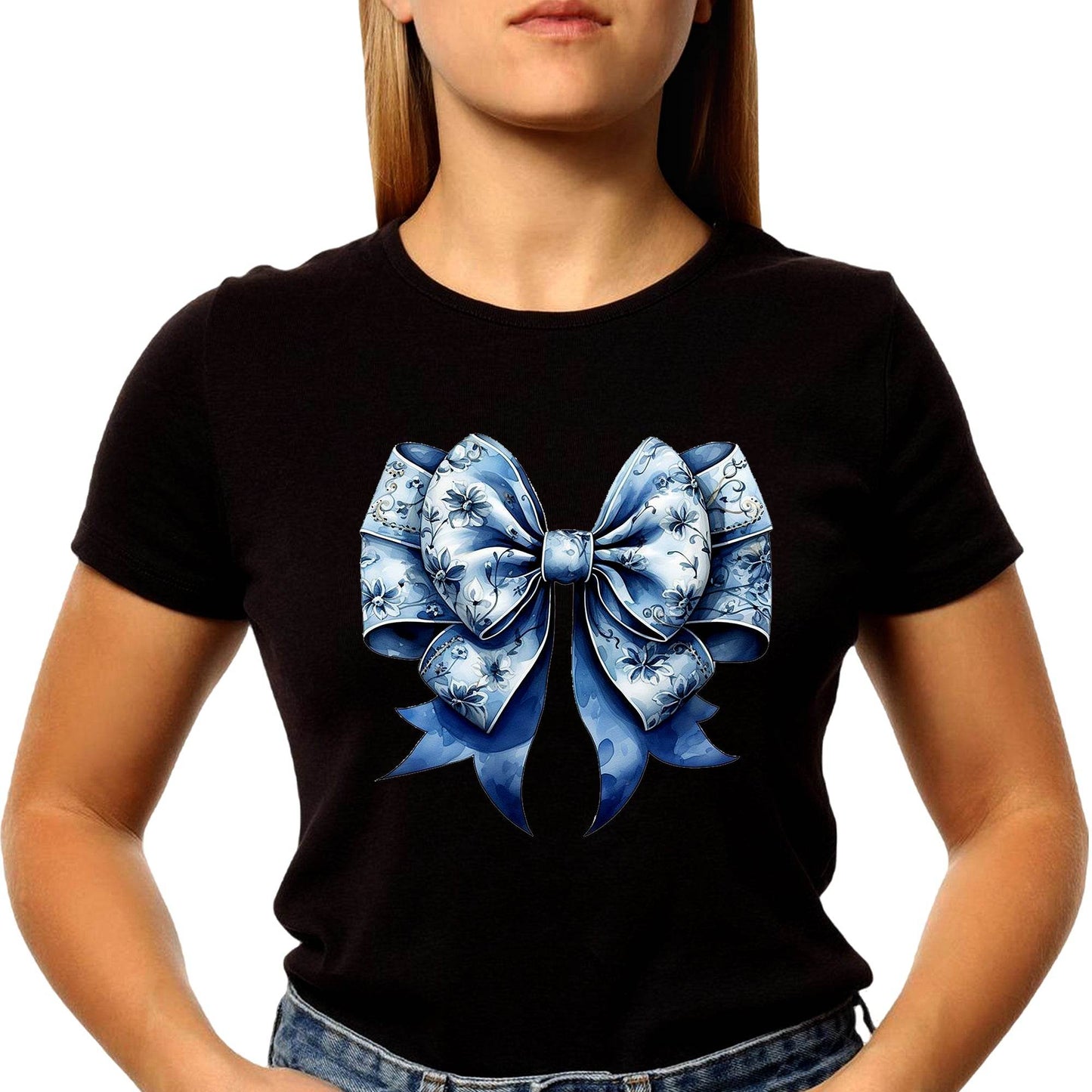 Coquette Floral Blue - Unisex Round Neck Regular Fit 100% Combed Cotton Half Sleeve T-Shirt - Mojilo Mart
