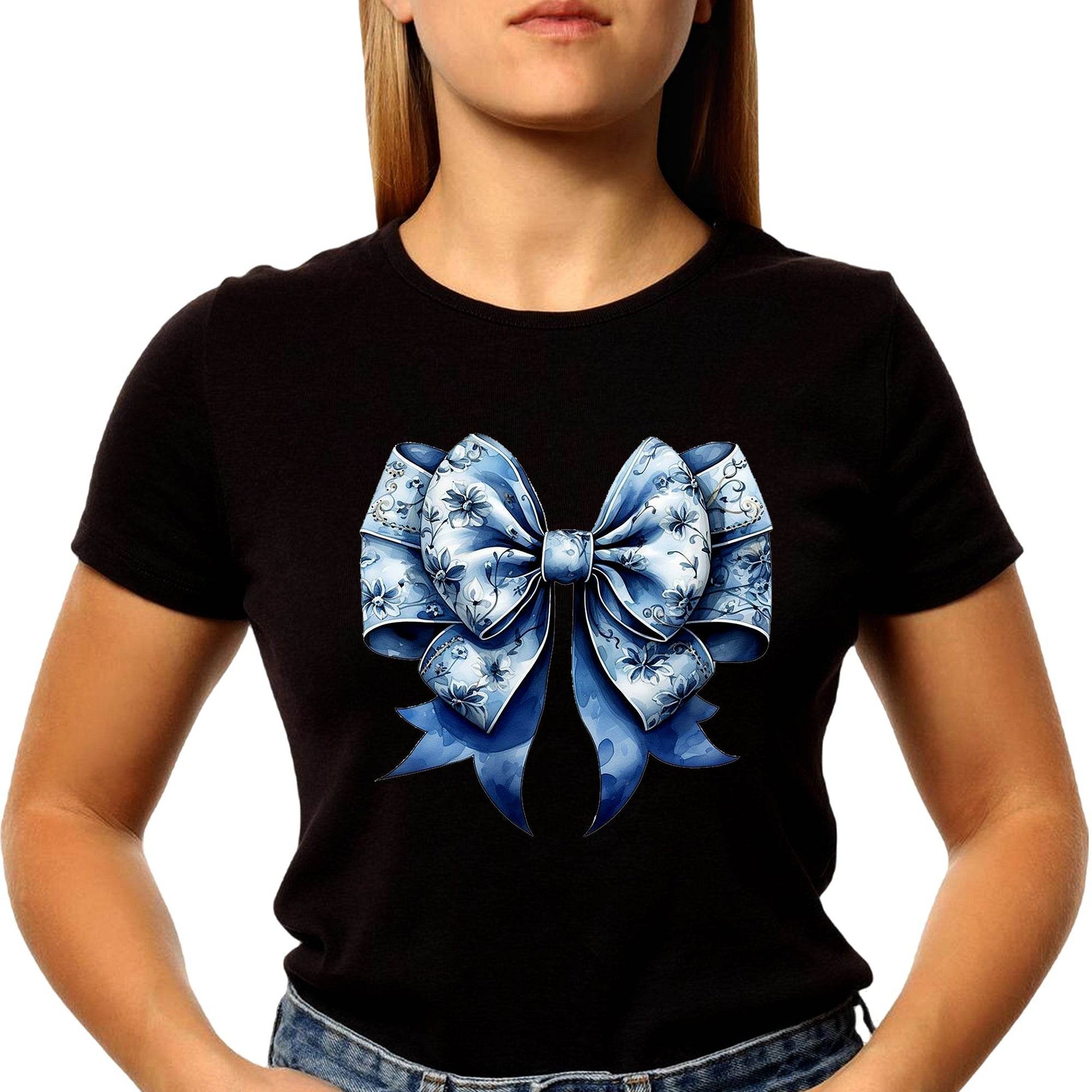 Coquette Floral Blue - Unisex Round Neck Regular Fit 100% Combed Cotton Half Sleeve T-Shirt - Mojilo Mart