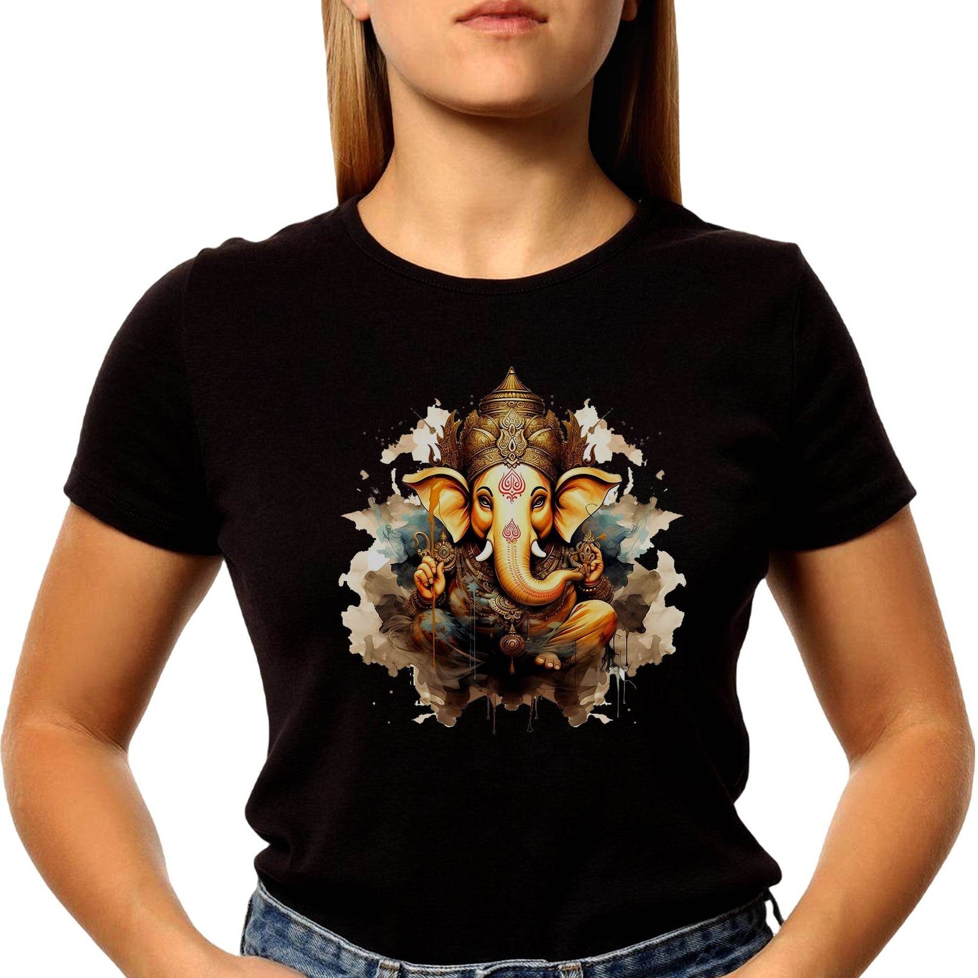 Cute Lord Ganpati - Unisex Round Neck Regular Fit 100% Combed Cotton Half Sleeve T-Shirt - Mojilo Mart