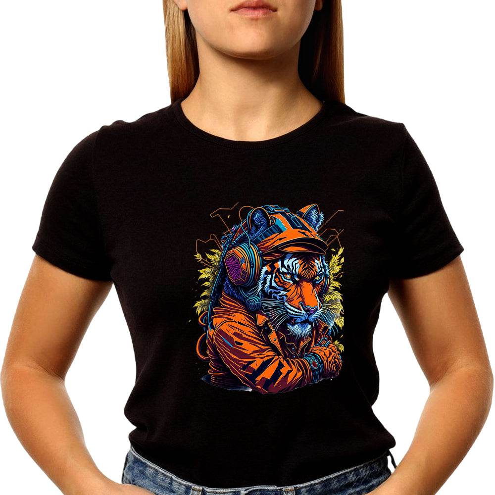 DJ Tiger Music Headphones - Unisex Round Neck Regular Fit 100% Combed Cotton Half Sleeve T-Shirt - Mojilo Mart