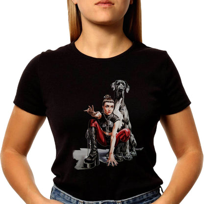 DOG AND WOMEN GRAPHIC PRINT - Unisex Round Neck Regular Fit 100% Combed Cotton Half Sleeve T-Shirt (Copy) (Copy) - Mojilo Mart