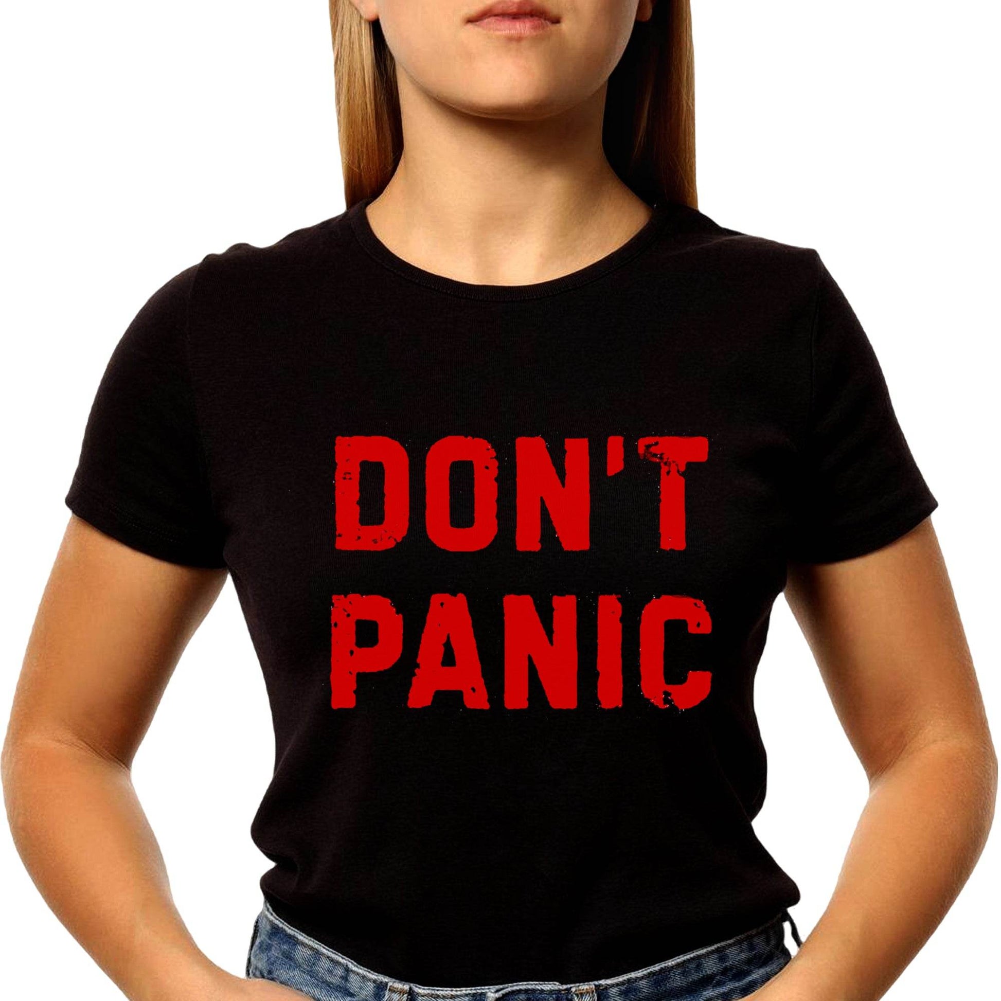 DON'T PANIC - Unisex Round Neck Regular Fit 100% Combed Cotton Half Sleeve T-Shirt - Mojilo Mart