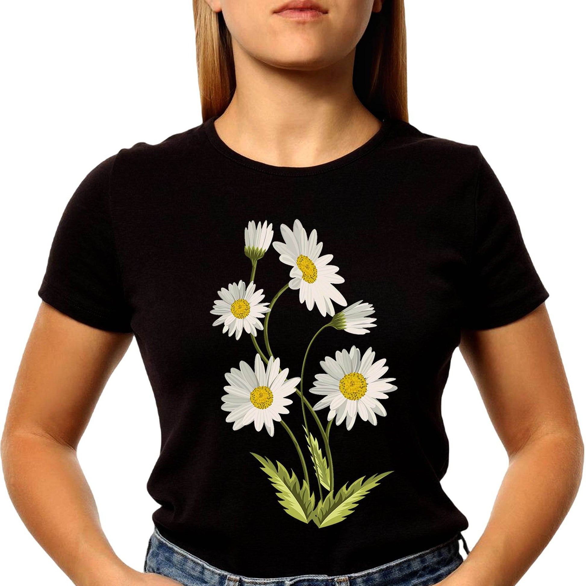 Daisy Flower - Unisex Round Neck Regular Fit 100% Combed Cotton Half Sleeve T-Shirt - Mojilo Mart