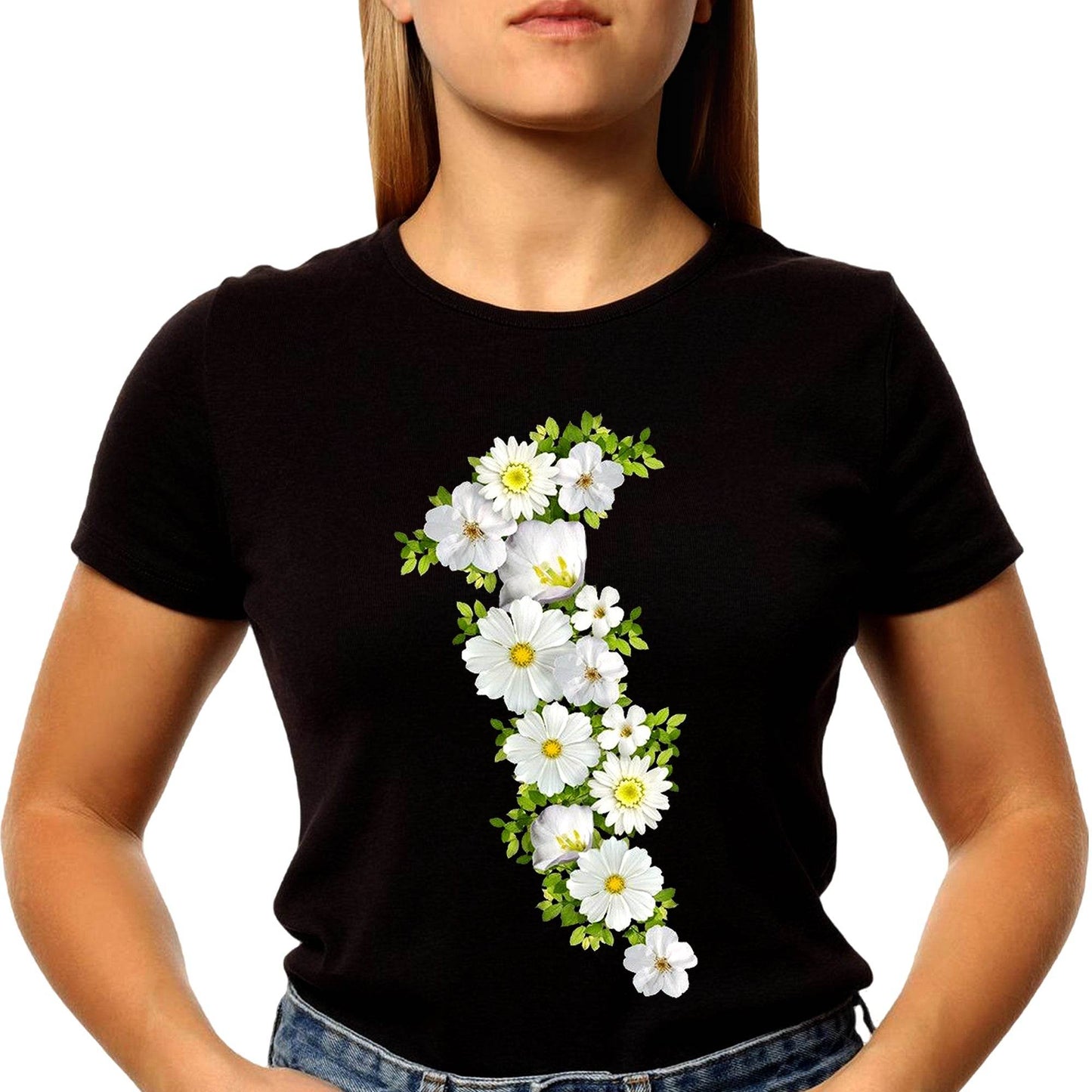 Daisy Flower Color - Unisex Round Neck Regular Fit 100% Combed Cotton Half Sleeve T-Shirt - Mojilo Mart