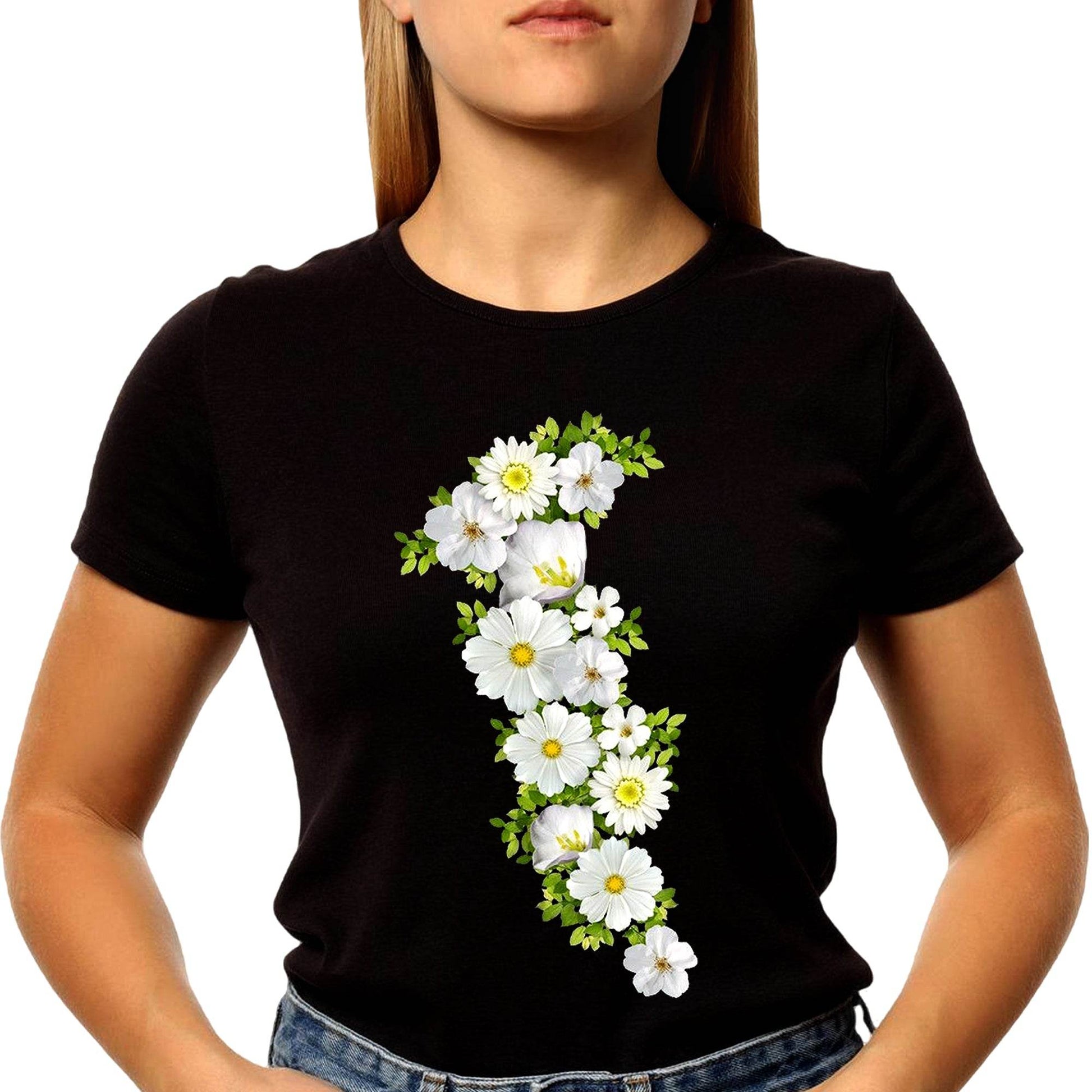 Daisy Flower Color - Unisex Round Neck Regular Fit 100% Combed Cotton Half Sleeve T-Shirt - Mojilo Mart