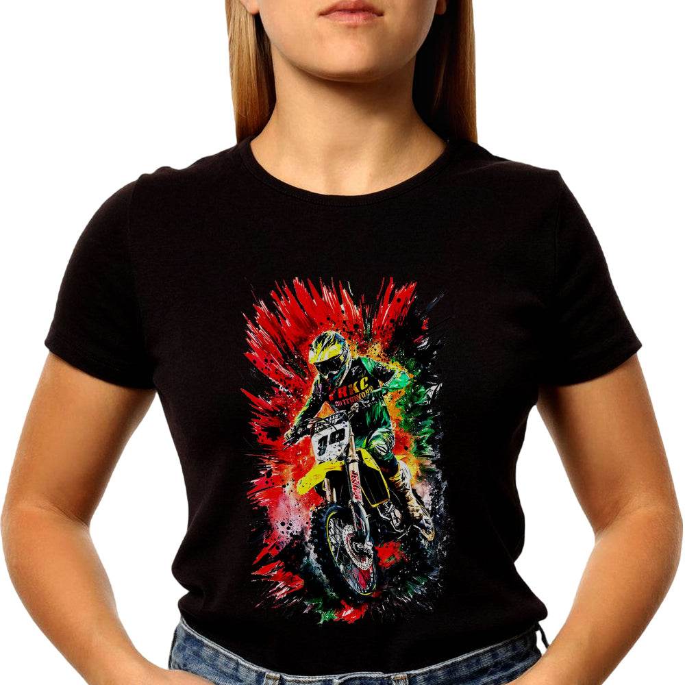 Dirt bike vibrant colors - Unisex Round Neck Regular Fit 100% Combed Cotton Half Sleeve T-Shirt - Mojilo Mart