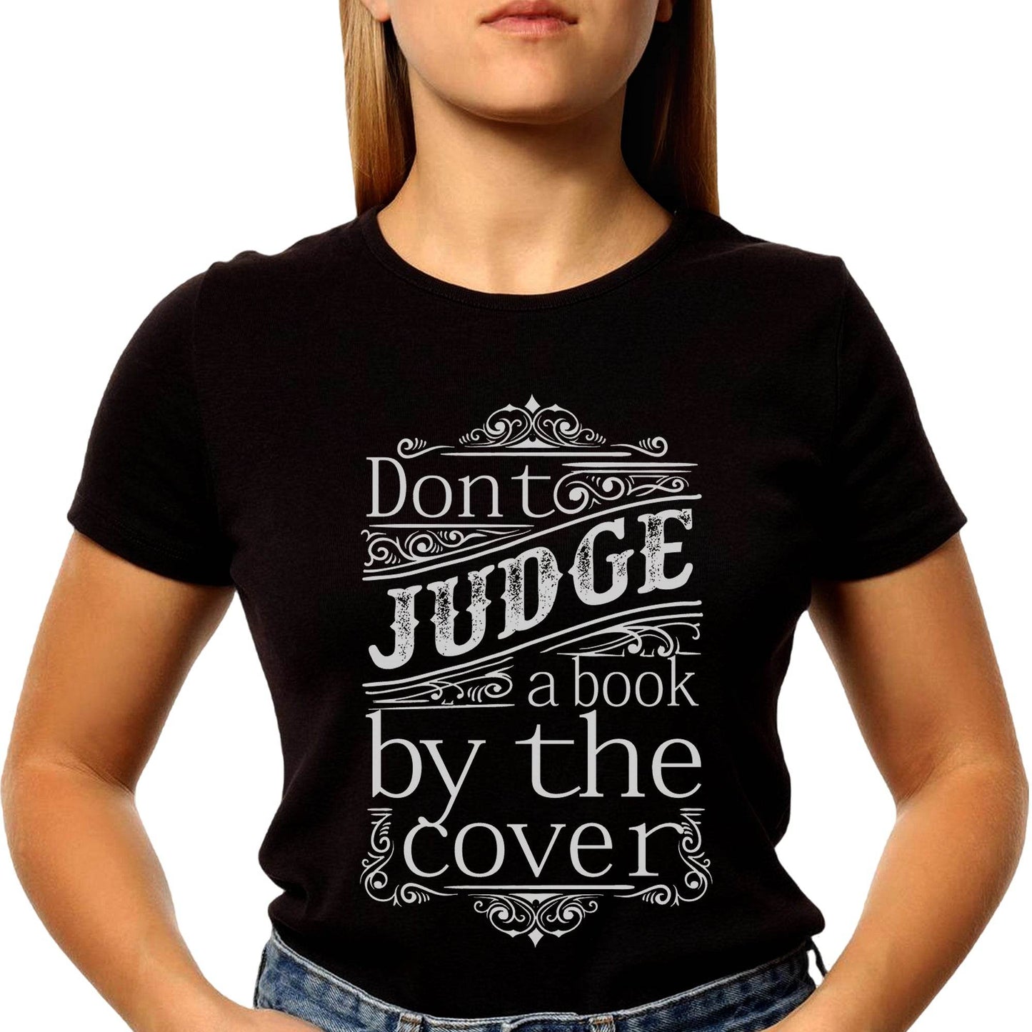 Donto JUDGE a book book by the Cover - Unisex Round Neck Regular Fit 100% Combed Cotton Half Sleeve T-Shirt - Mojilo Mart