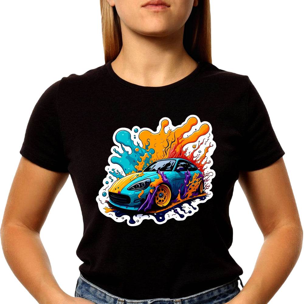 Drift Car Greeting - Unisex Round Neck Regular Fit 100% Combed Cotton Half Sleeve T-Shirt - Mojilo Mart