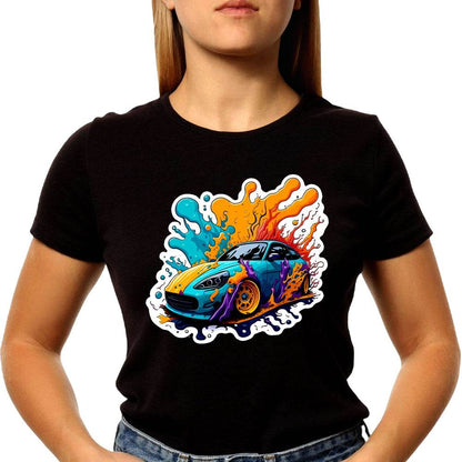 Drift Car Greeting - Unisex Round Neck Regular Fit 100% Combed Cotton Half Sleeve T-Shirt - Mojilo Mart