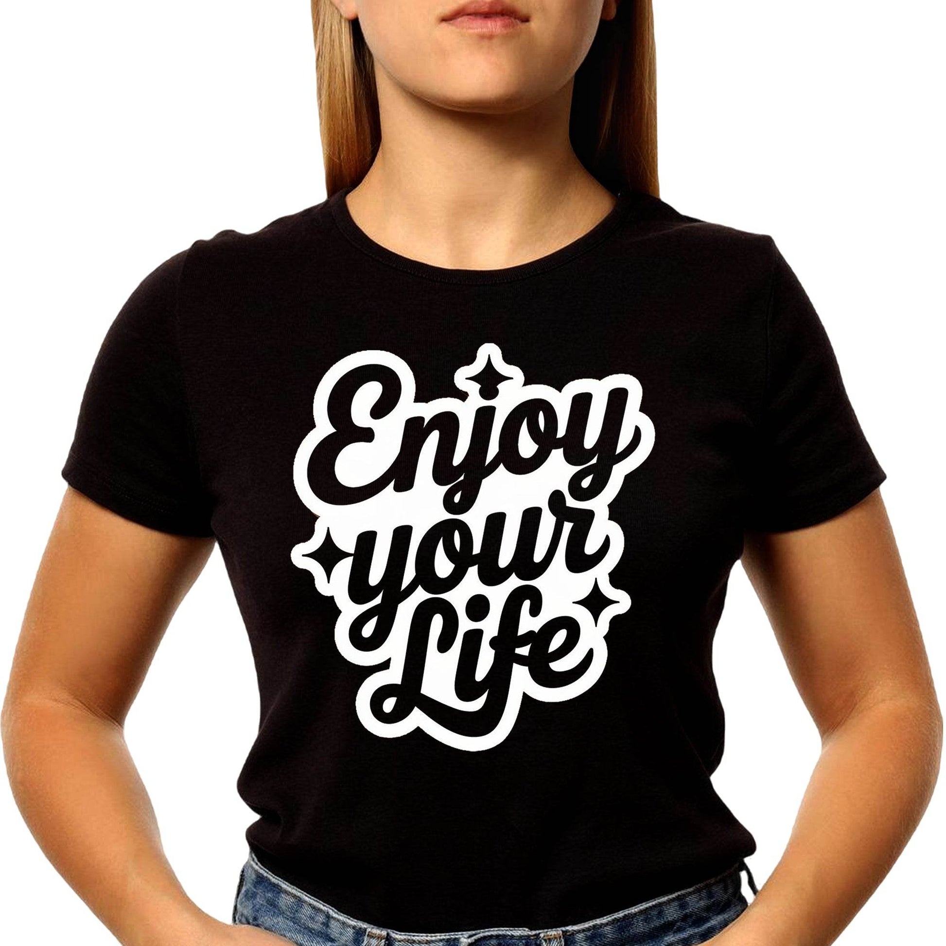 Enjoy Your Life - Unisex Round Neck Regular Fit 100% Combed Cotton Half Sleeve T-Shirt - Mojilo Mart