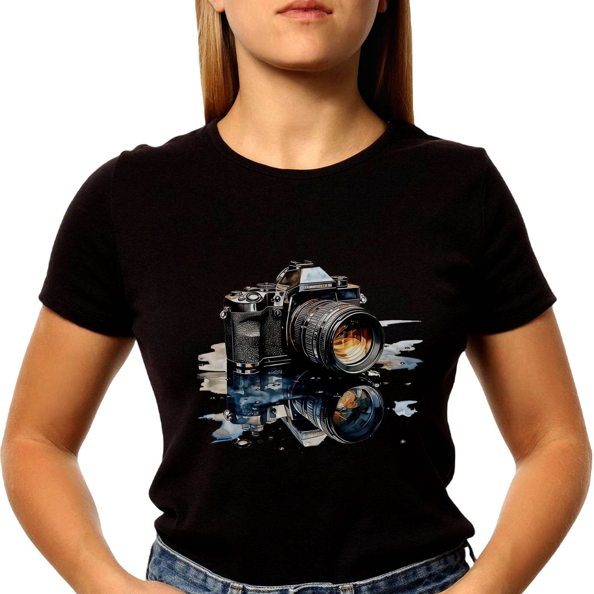 Exposure Retro Camera With Forest Silhouette National Photography Day Concept - Unisex Round Neck Regular Fit 100% Combed Cotton Half Sleeve T-Shirt - Mojilo Mart