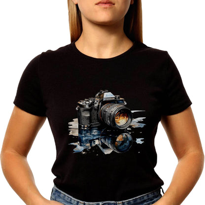 Exposure Retro Camera With Forest Silhouette National Photography Day Concept - Unisex Round Neck Regular Fit 100% Combed Cotton Half Sleeve T-Shirt - Mojilo Mart