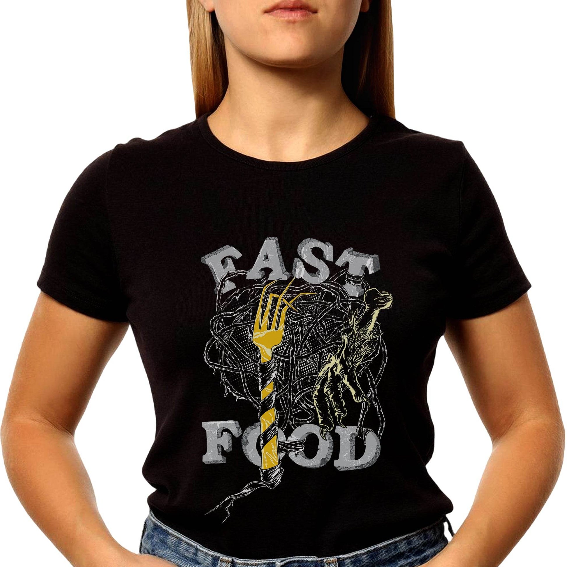 FAST FOOD - Unisex Round Neck Regular Fit 100% Combed Cotton Half Sleeve T-Shirt - Mojilo Mart