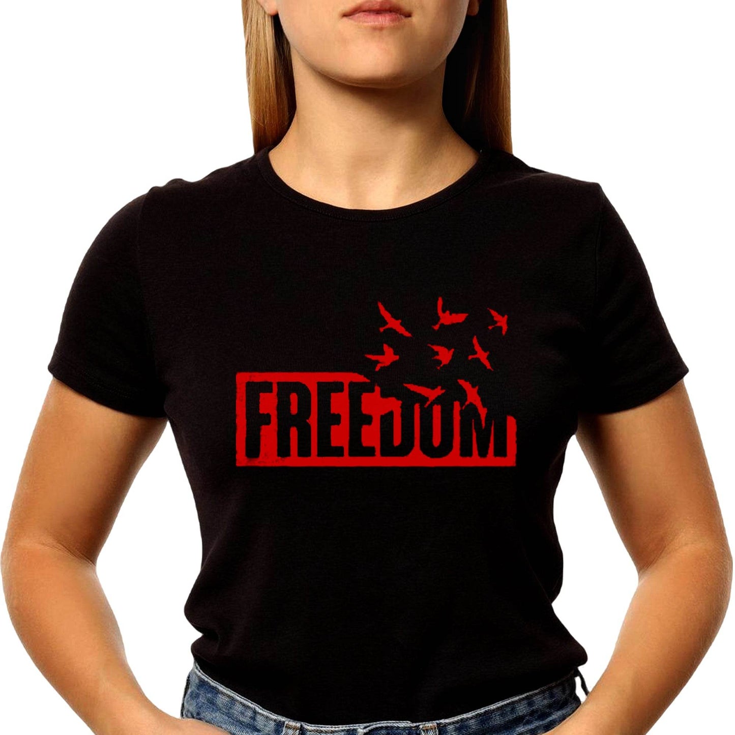 FREEDOM - Unisex Round Neck Regular Fit 100% Combed Cotton Half Sleeve T-Shirt - Mojilo Mart