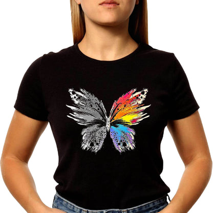 Fashion Colorful Butterfly Animals - Unisex Round Neck Regular Fit 100% Combed Cotton Half Sleeve T-Shirt - Mojilo Mart