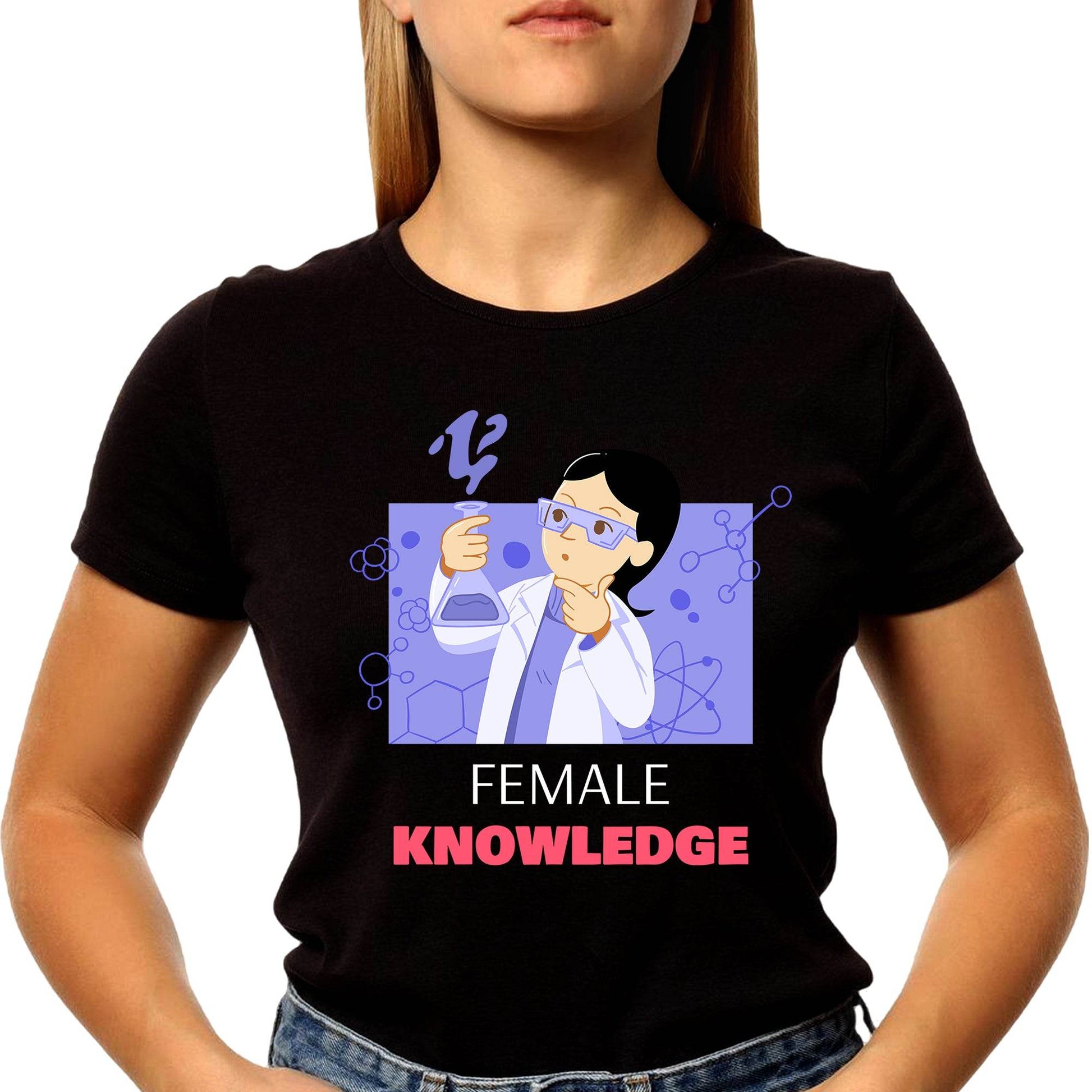 Female Knowledge - Unisex Round Neck Regular Fit 100% Combed Cotton Half Sleeve T-Shirt - Mojilo Mart