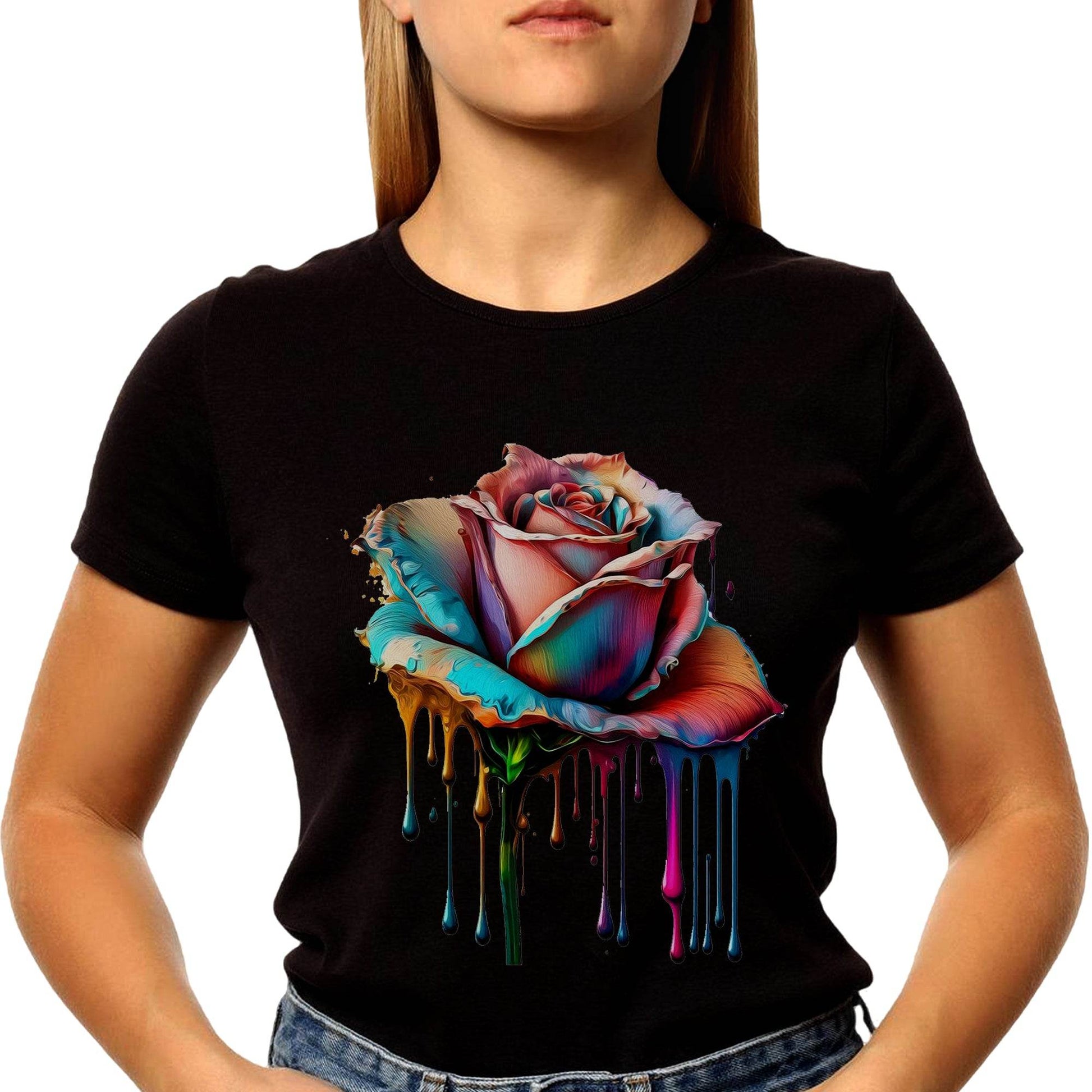 Fire And Ice Roses - Unisex Round Neck Regular Fit 100% Combed Cotton Half Sleeve T-Shirt - Mojilo Mart