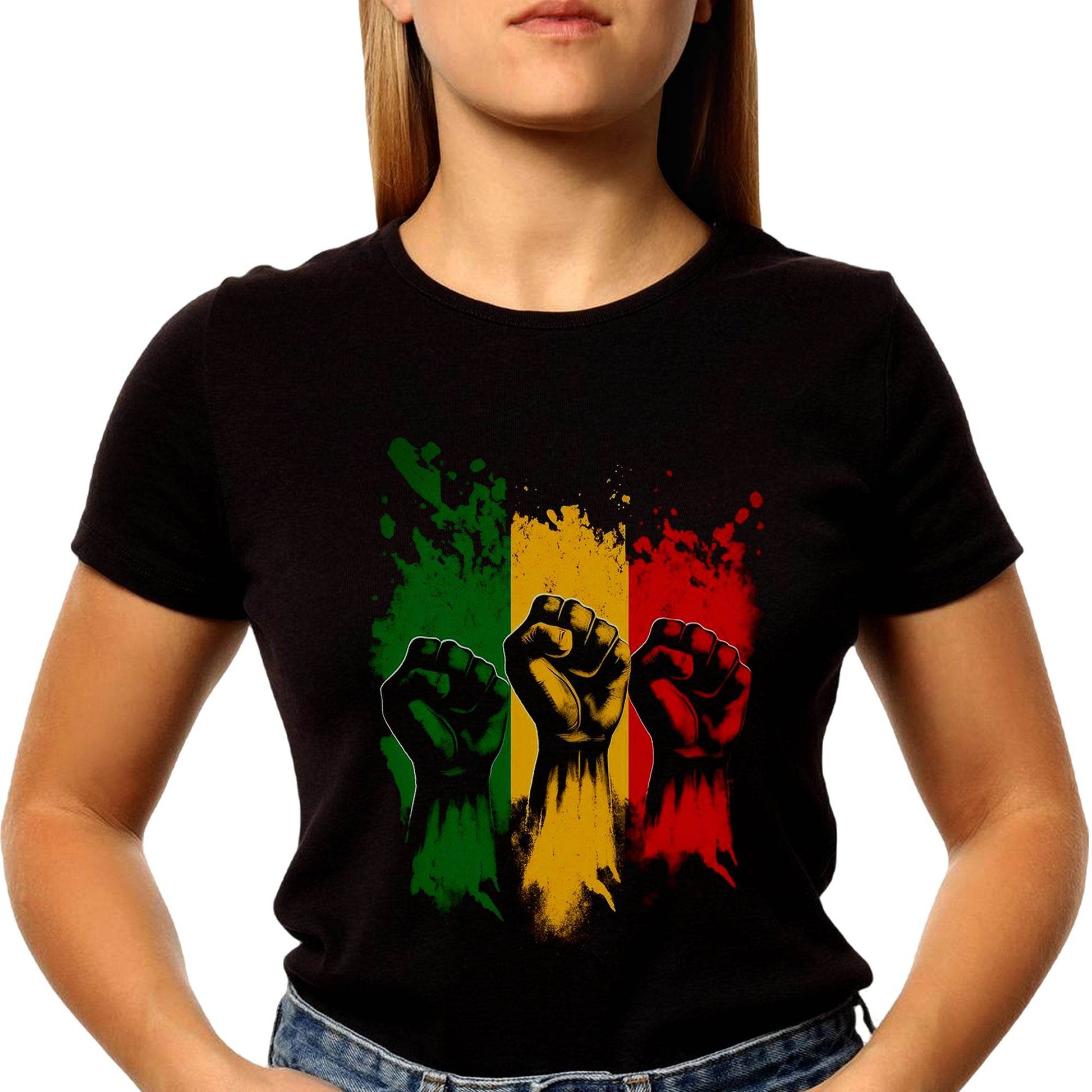 Five fists PanAfrican flag - Unisex Round Neck Regular Fit 100% Combed Cotton Half Sleeve T-Shirt - Mojilo Mart