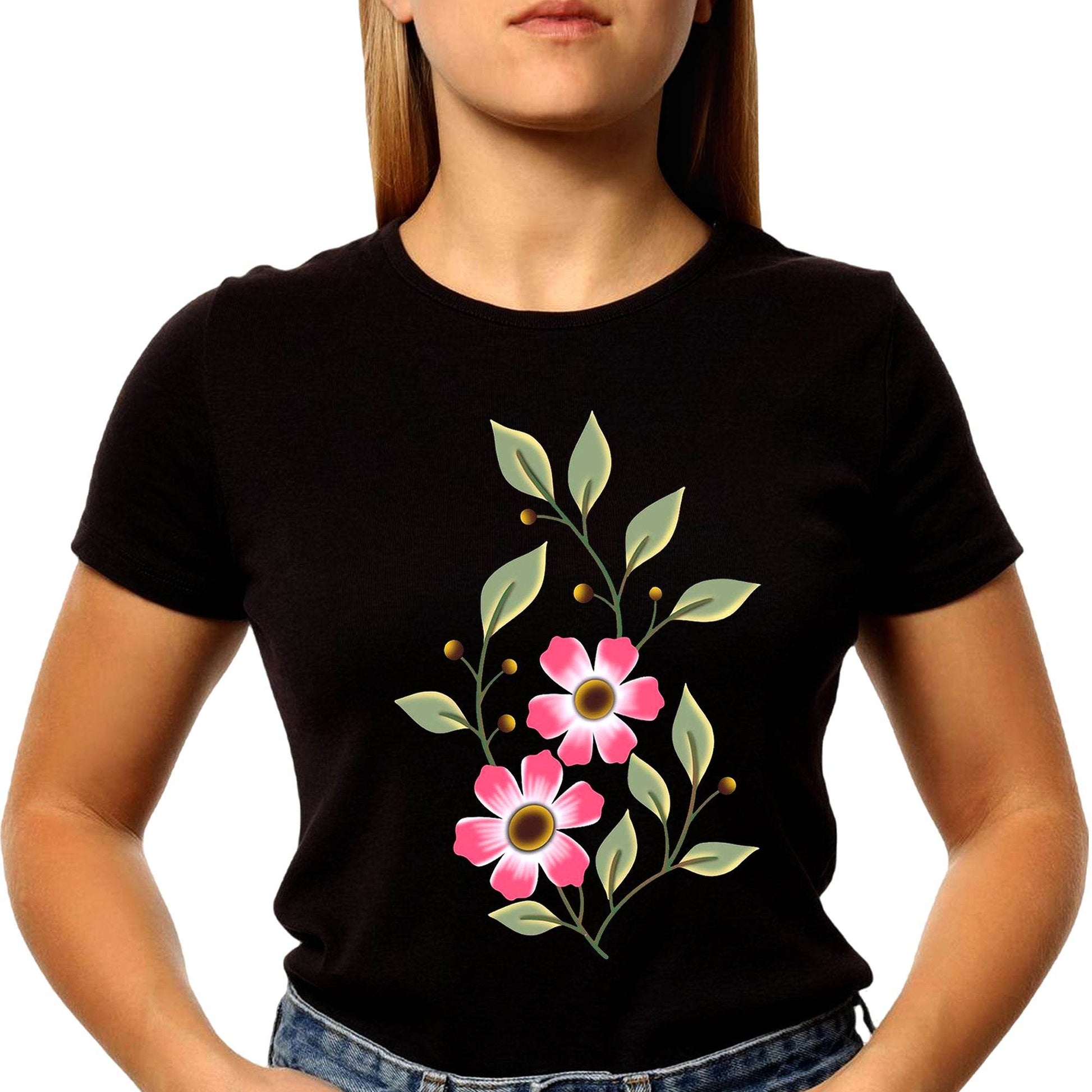 Floral Spring Shirt - Unisex Round Neck Regular Fit 100% Combed Cotton Half Sleeve T-Shirt - Mojilo Mart