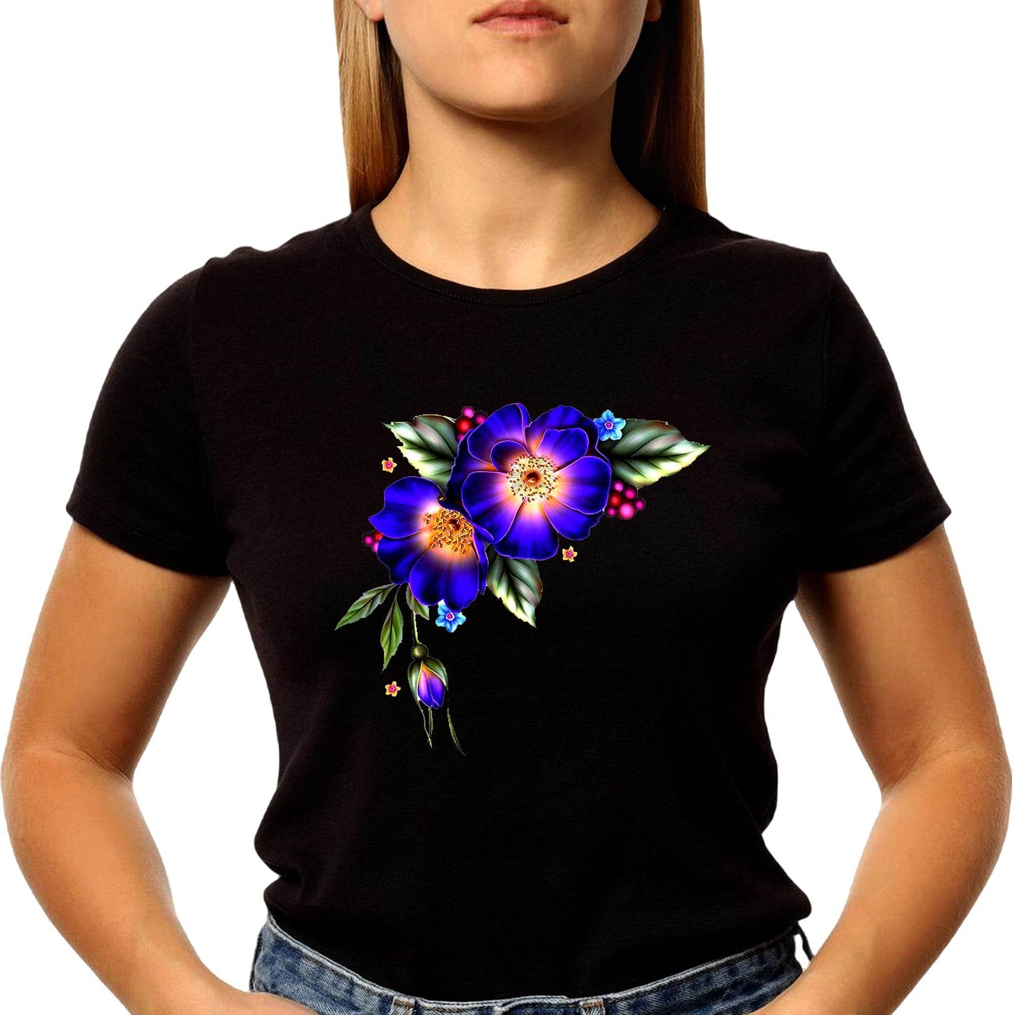 Floral Symphony Desing - Unisex Round Neck Regular Fit 100% Combed Cotton Half Sleeve T-Shirt - Mojilo Mart