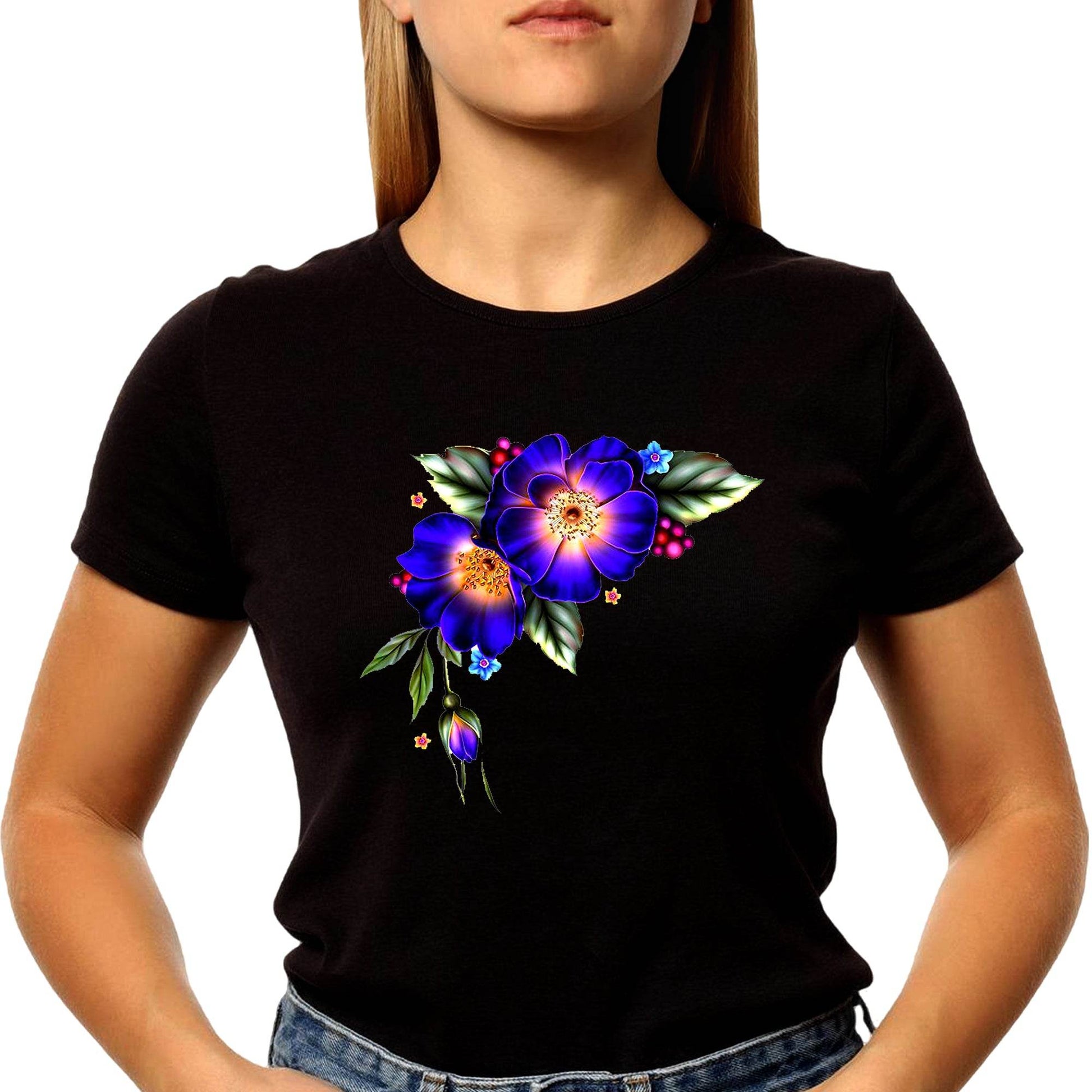 Floral Symphony Desing - Unisex Round Neck Regular Fit 100% Combed Cotton Half Sleeve T-Shirt - Mojilo Mart