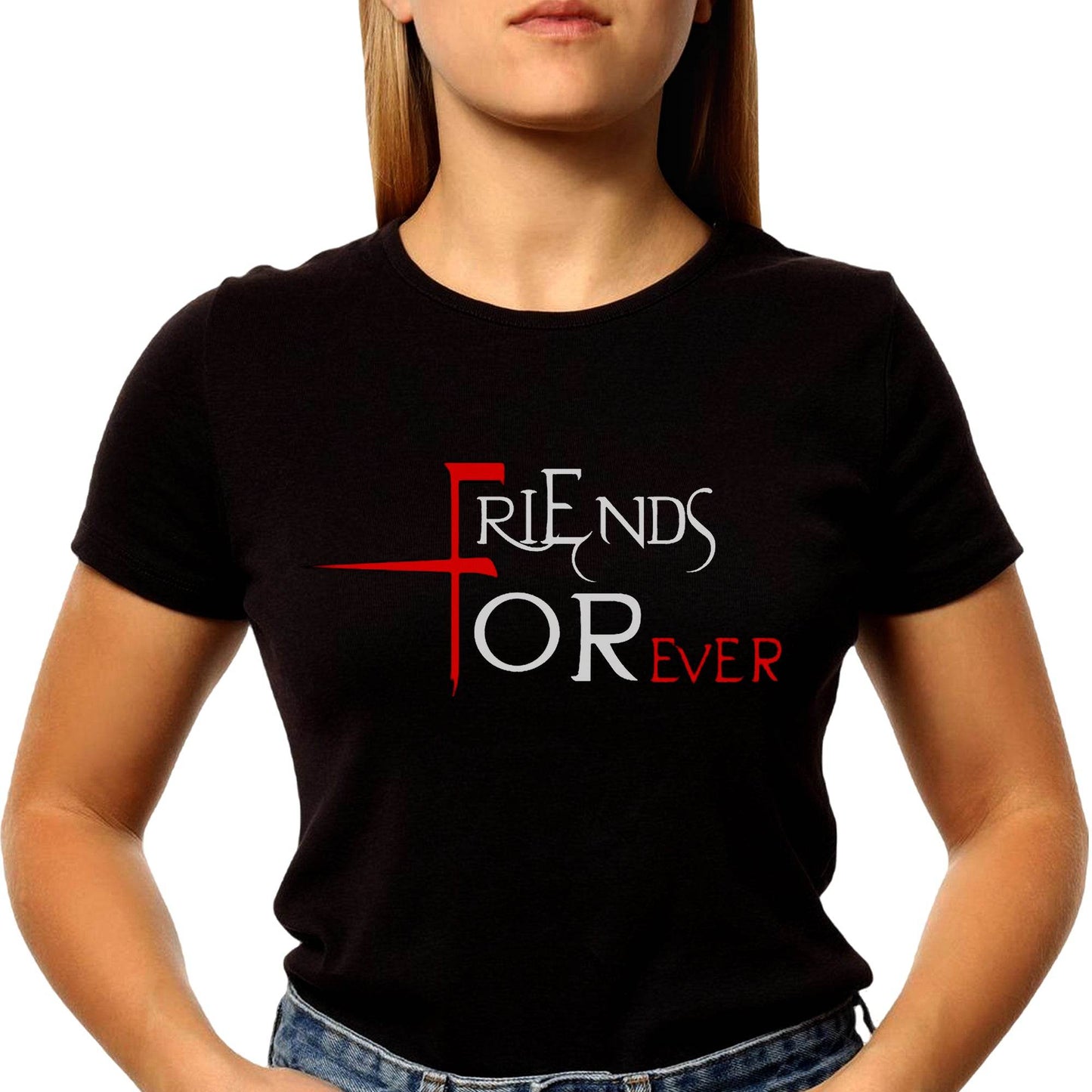 Friends Forever - Unisex Round Neck Regular Fit 100% Combed Cotton Half Sleeve T-Shirt - Mojilo Mart