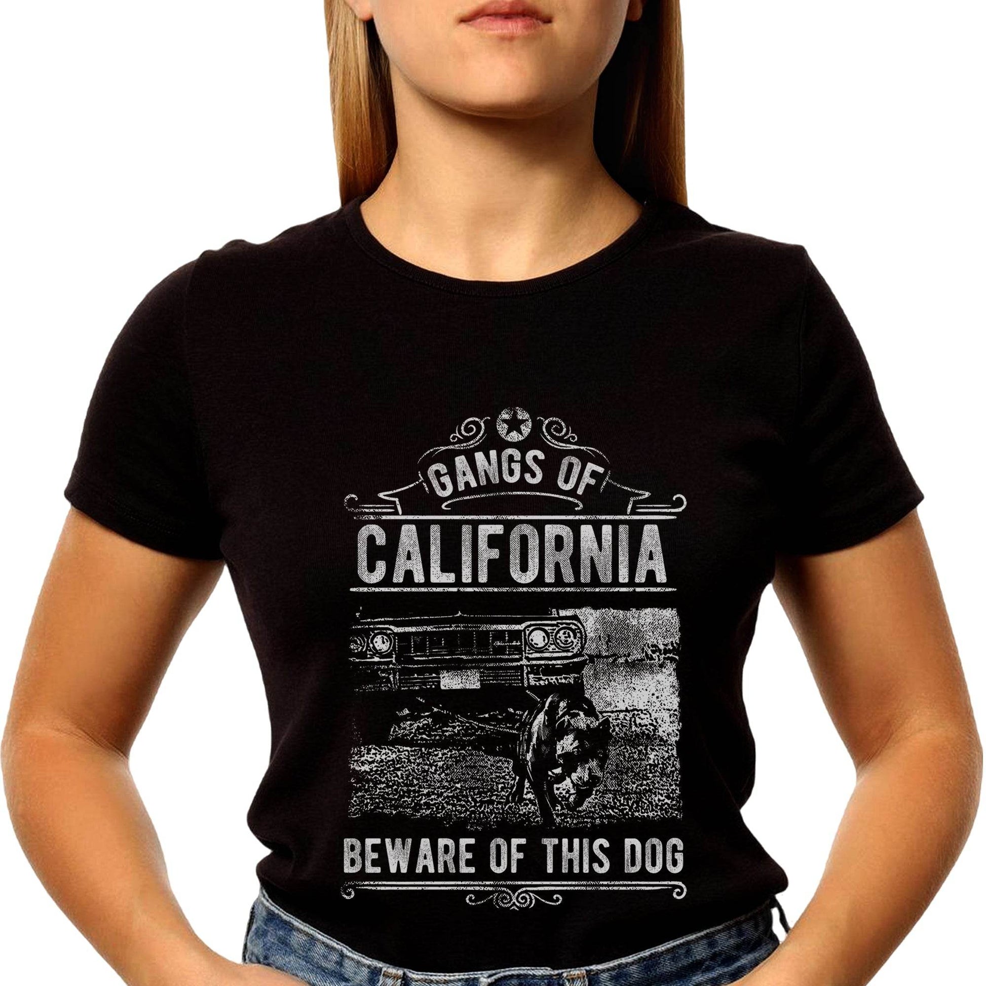 GANGS OF CALIFORNIA BEWARE OF THIS DOG - Unisex Round Neck Regular Fit 100% Combed Cotton Half Sleeve T-Shirt - Mojilo Mart