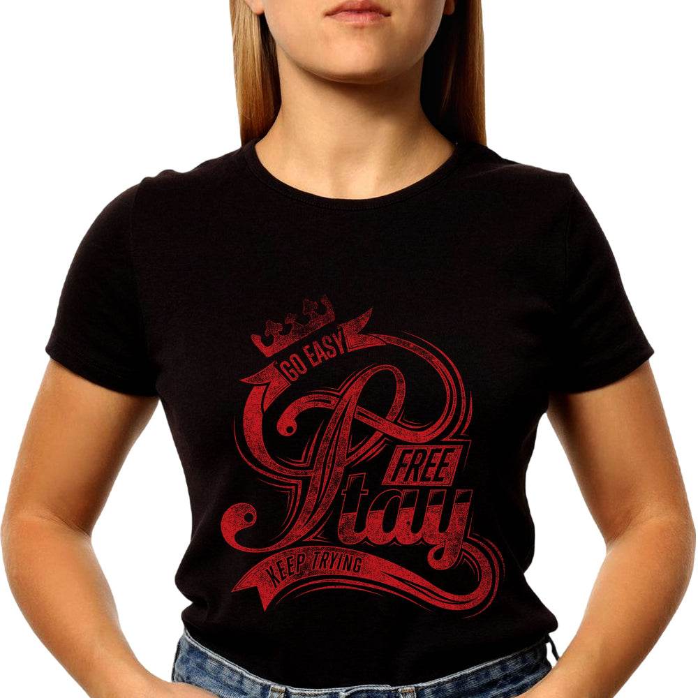 GO EASY FREE KEEP TRYING - Unisex Round Neck Regular Fit 100% Combed Cotton Half Sleeve T-Shirt - Mojilo Mart