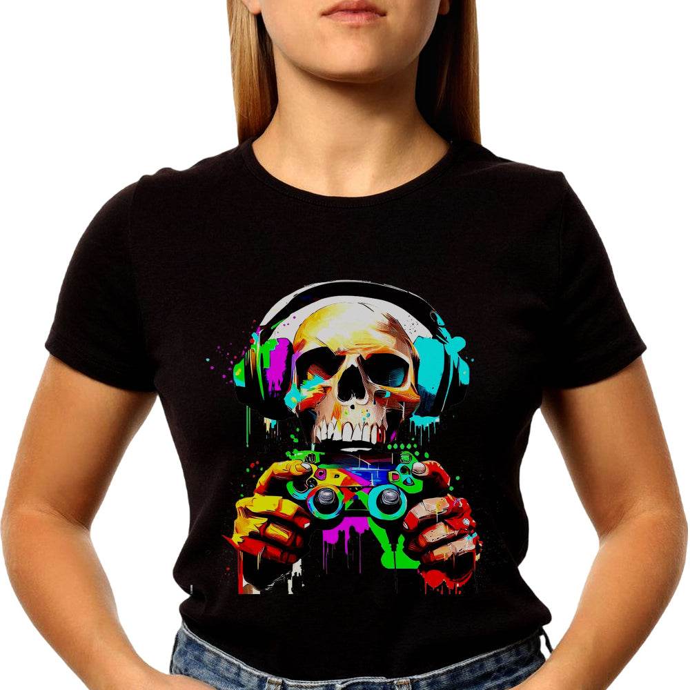 Gaming Skull with Headphones Design - Unisex Round Neck Regular Fit 100% Combed Cotton Half Sleeve T-Shirt - Mojilo Mart