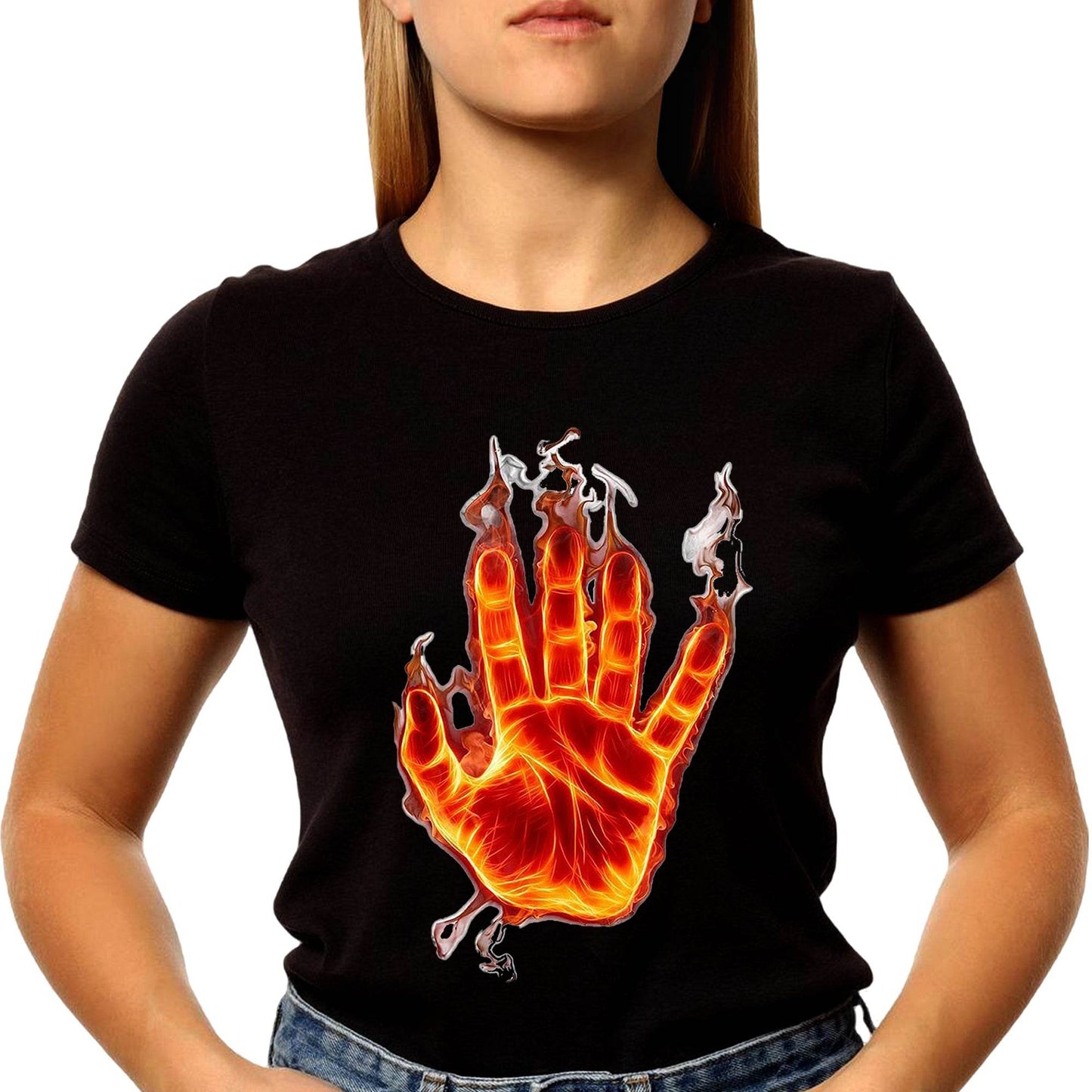 Ghost Rider Fire Hand Theme - Unisex Round Neck Regular Fit 100% Combed Cotton Half Sleeve T-Shirt - Mojilo Mart