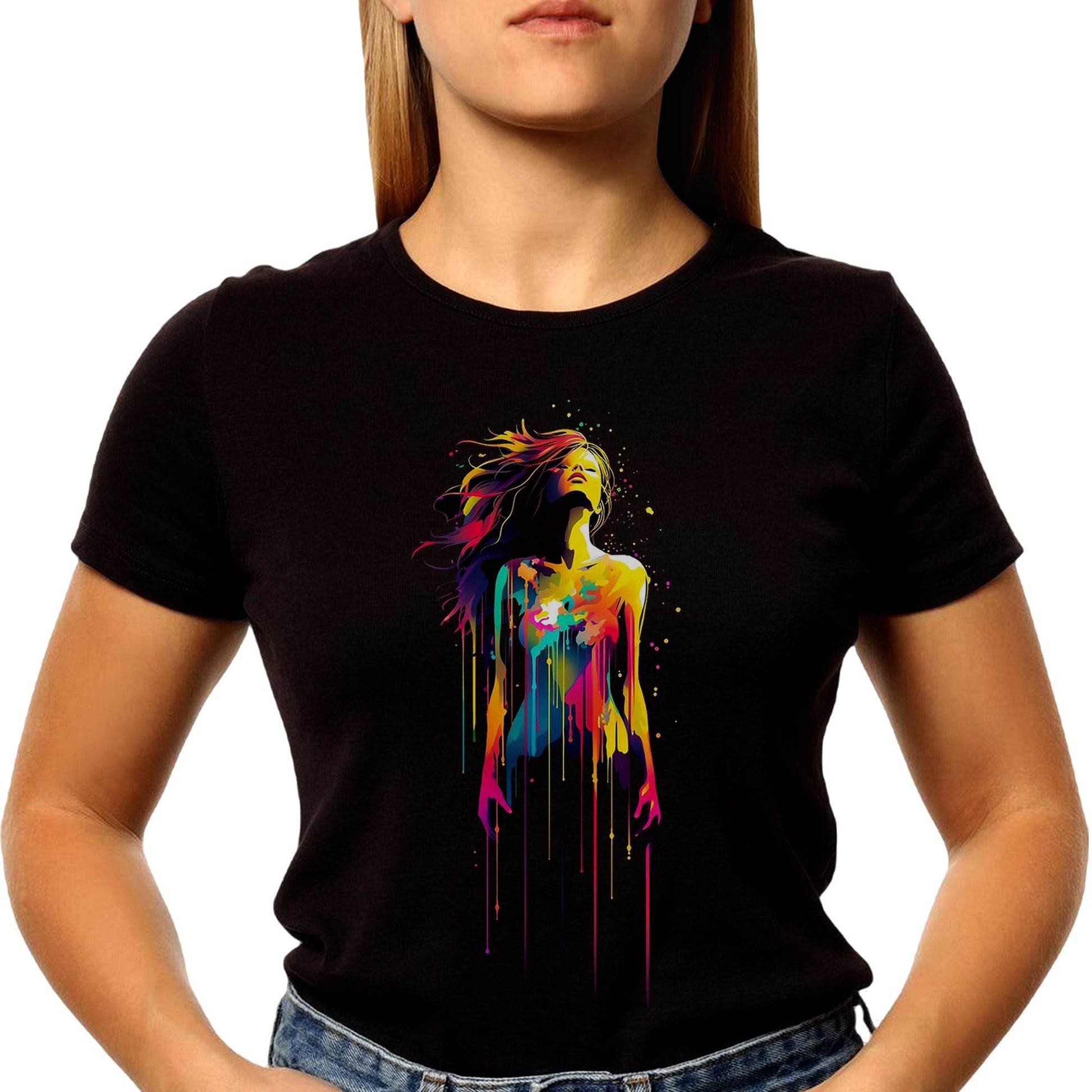Girl Veil Of Colors Art - Unisex Round Neck Regular Fit 100% Combed Cotton Half Sleeve T-Shirt - Mojilo Mart