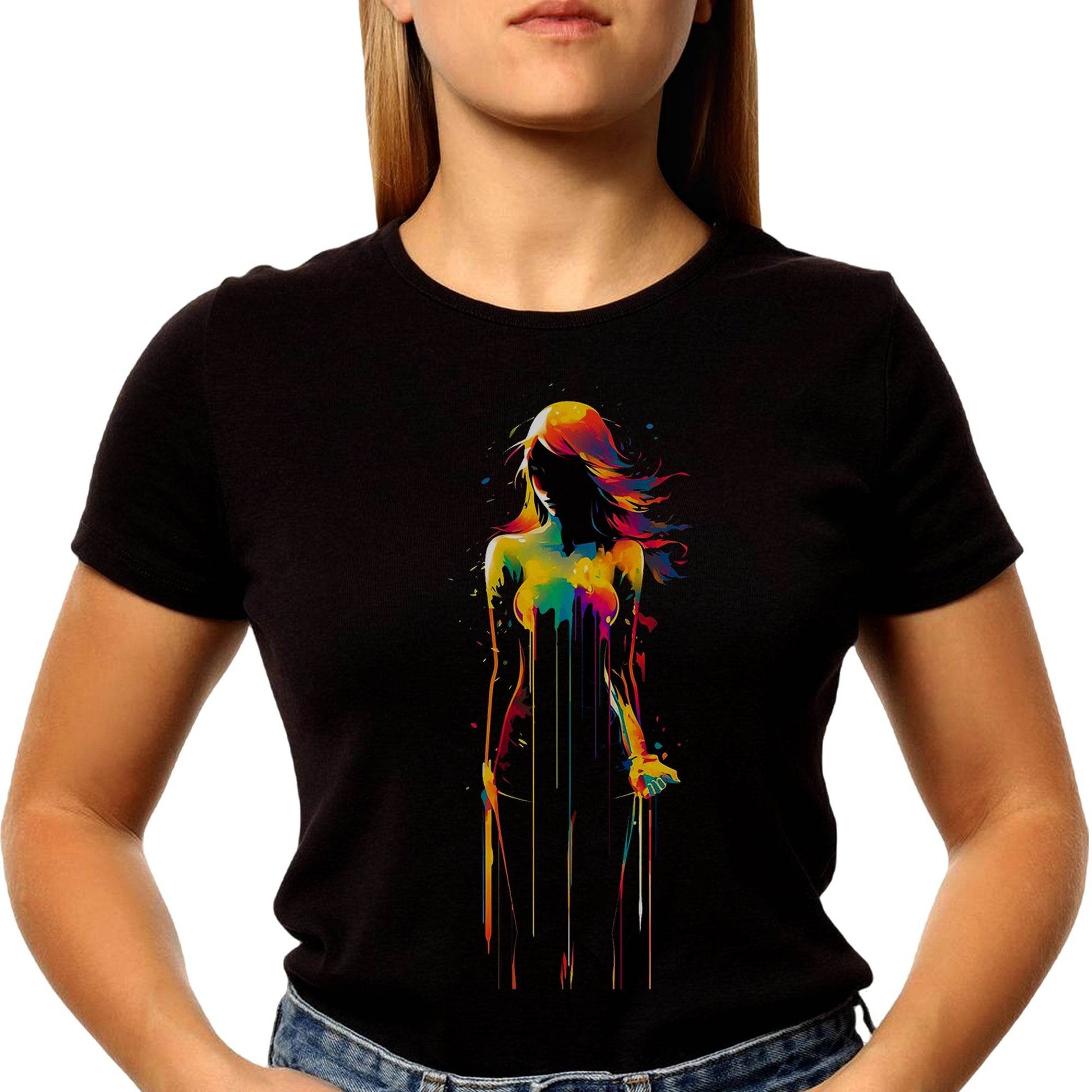 Girl Veil Of Neon Colors - Unisex Round Neck Regular Fit 100% Combed Cotton Half Sleeve T-Shirt - Mojilo Mart
