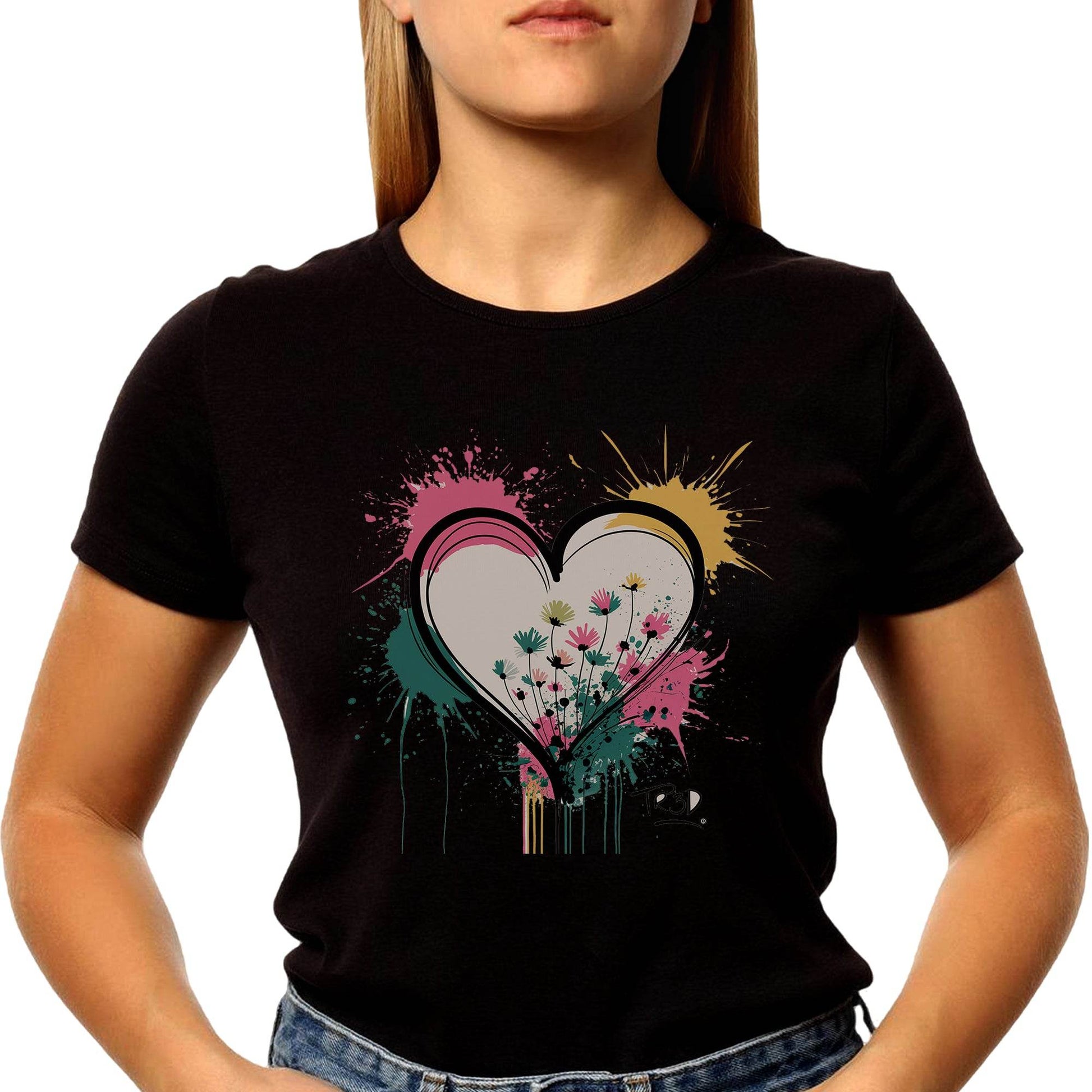 Graffiti Heart - Unisex Round Neck Regular Fit 100% Combed Cotton Half Sleeve T-Shirt - Mojilo Mart