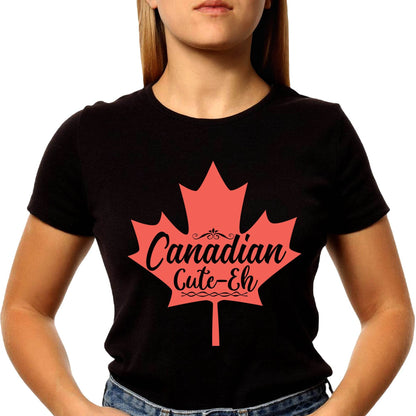 Graphic Canada Canadian Cute-Eh - Unisex Round Neck Regular Fit 100% Combed Cotton Half Sleeve T-Shirt - Mojilo Mart