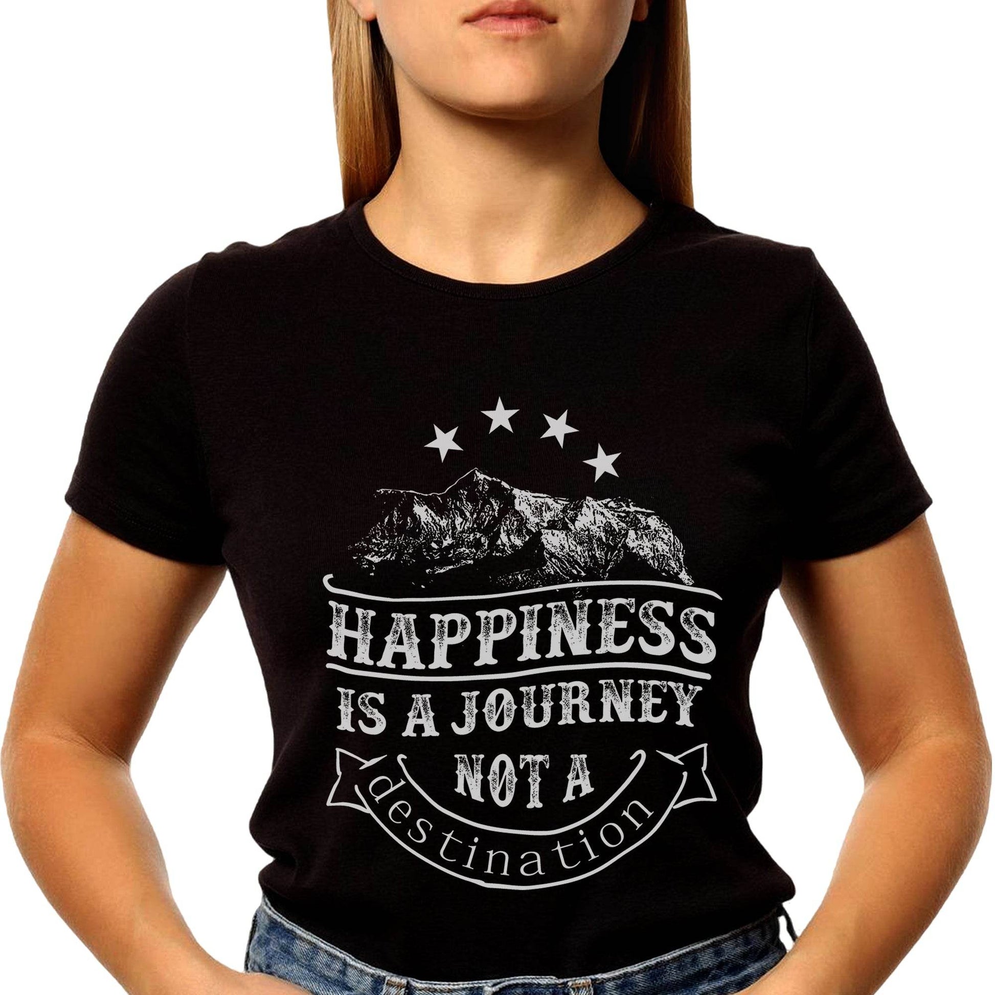 HAPPINESS IS A JOURNEY NOT A destination - Unisex Round Neck Regular Fit 100% Combed Cotton Half Sleeve T-Shirt - Mojilo Mart