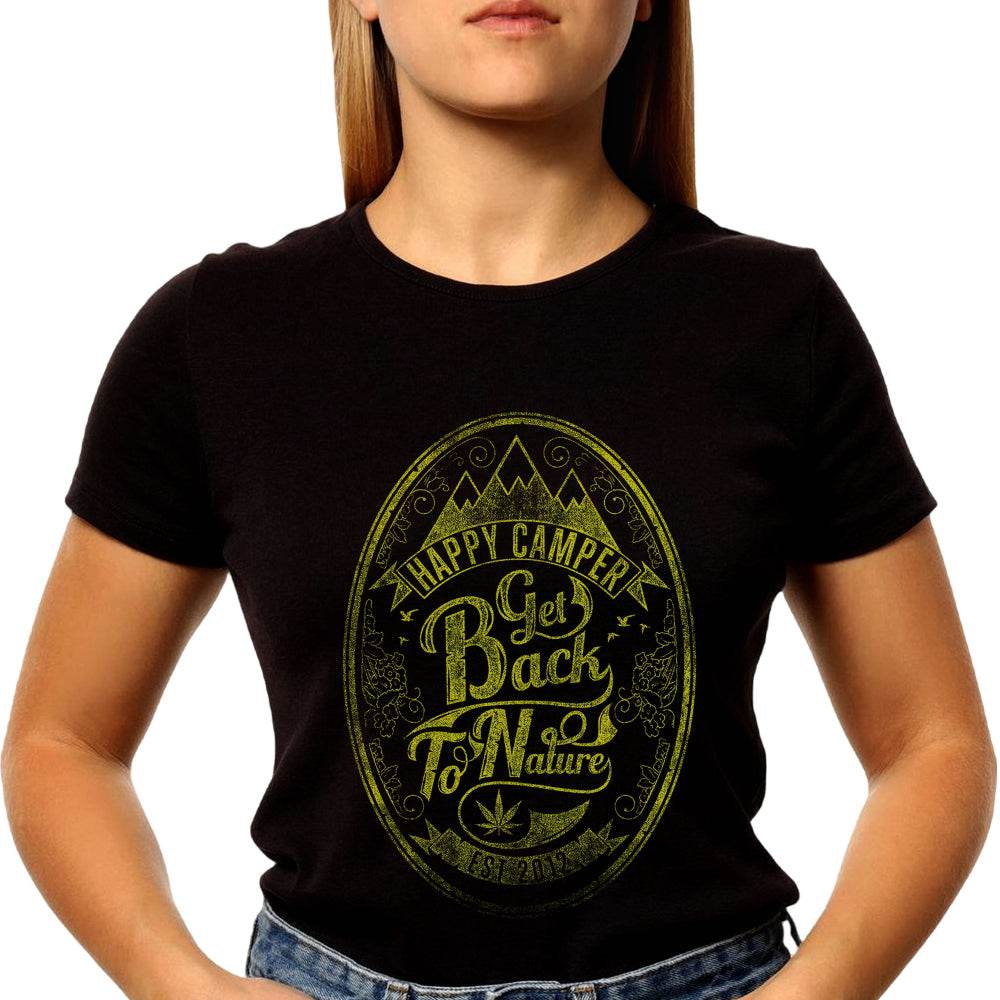 HAPPY CAMPER GET Back To NatuRE EST 2012 - Unisex Round Neck Regular Fit 100% Combed Cotton Half Sleeve T-Shirt - Mojilo Mart