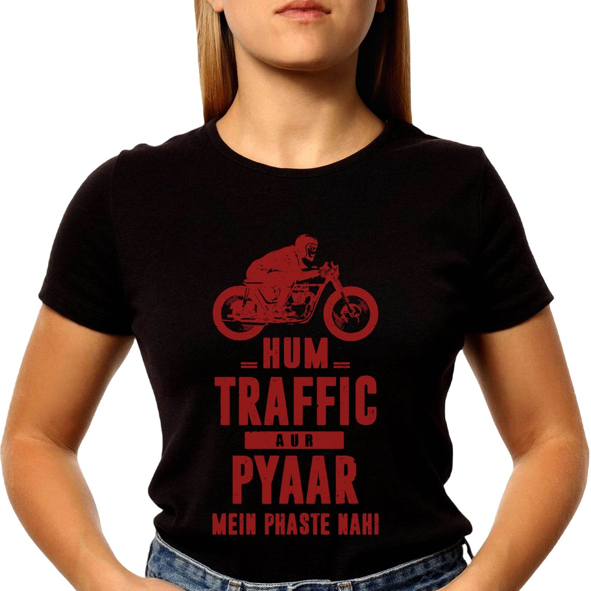 HUM TRAFFIC OR PYAAR MEIN PHASTE NAHI- Unisex Round Neck Regular Fit 100% Combed Cotton Half Sleeve T-Shirt - Mojilo Mart