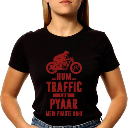 HUM TRAFFIC OR PYAAR MEIN PHASTE NAHI- Unisex Round Neck Regular Fit 100% Combed Cotton Half Sleeve T-Shirt - Mojilo Mart