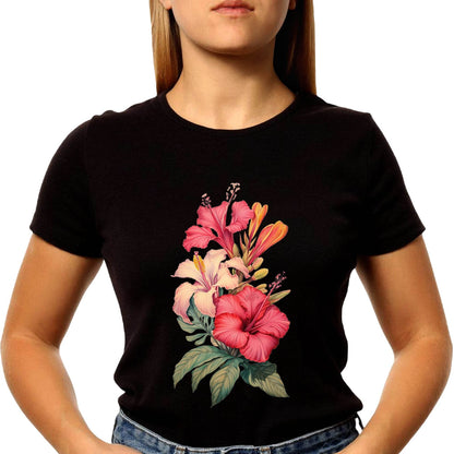 Hawaiian Flowers - Unisex Round Neck Regular Fit 100% Combed Cotton Half Sleeve T-Shirt - Mojilo Mart