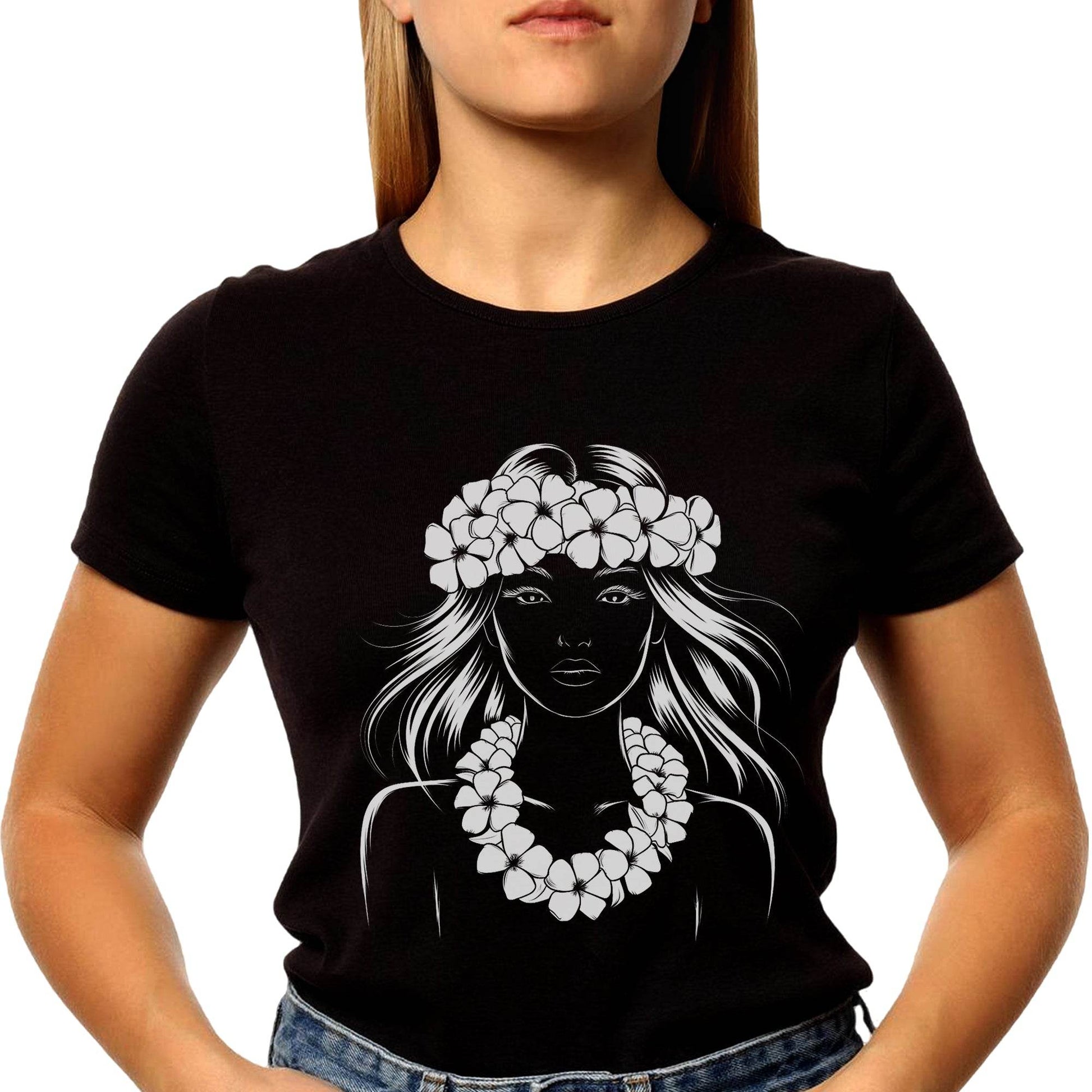 Hawaiian Vintage Wahine Hula Girl - Unisex Round Neck Regular Fit 100% Combed Cotton Half Sleeve T-Shirt - Mojilo Mart
