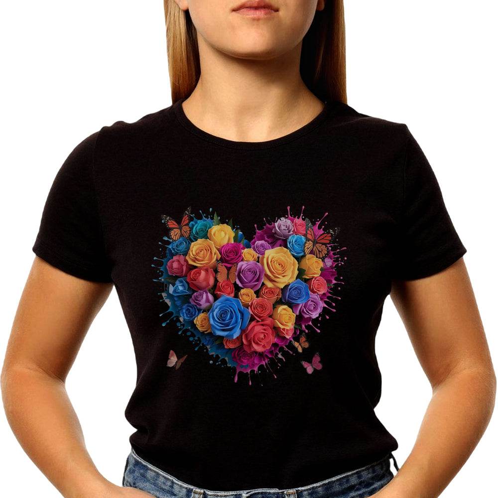 Heart Full of Flowers - Unisex Round Neck Regular Fit 100% Combed Cotton Half Sleeve T-Shirt - Mojilo Mart