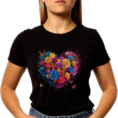 Heart Full of Flowers - Unisex Round Neck Regular Fit 100% Combed Cotton Half Sleeve T-Shirt - Mojilo Mart