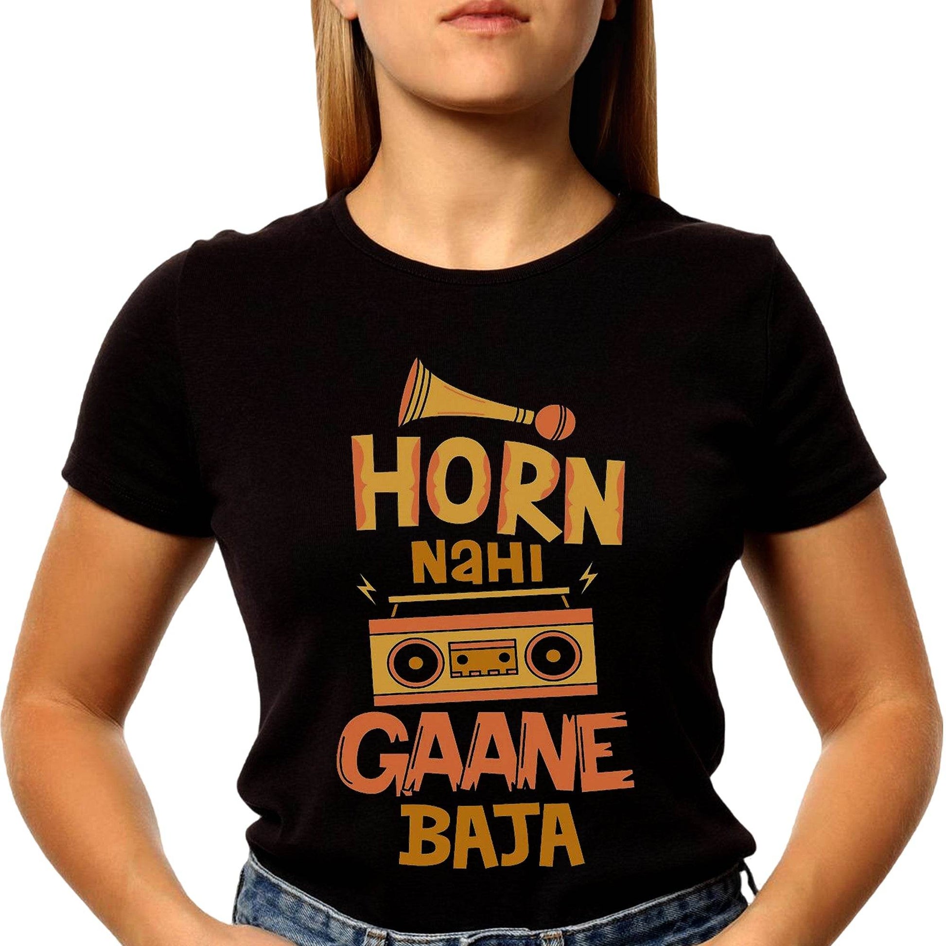 Horn Nahi Gaane Baja- Unisex Round Neck Regular Fit 100% Combed Cotton Half Sleeve T-Shirt - Mojilo Mart