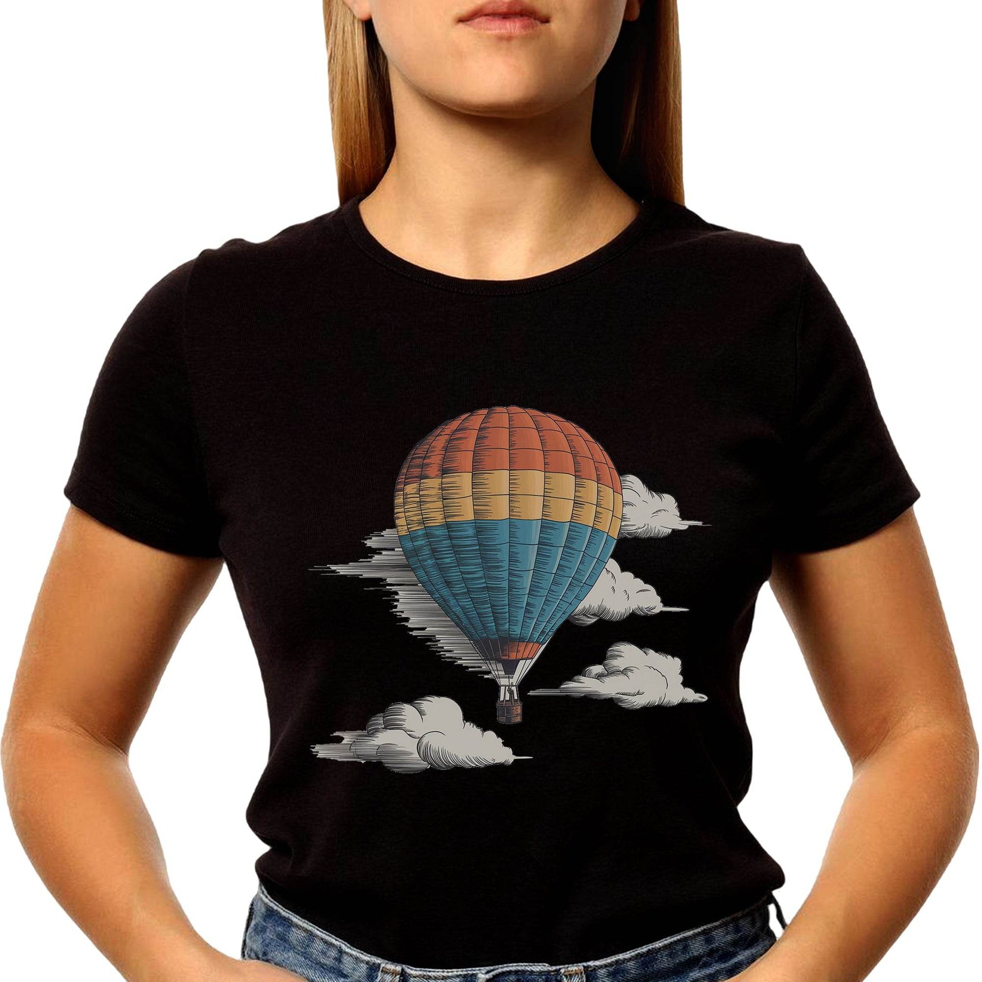 Hot Air Balloon Flying - Unisex Round Neck Regular Fit 100% Combed Cotton Half Sleeve T-Shirt - Mojilo Mart