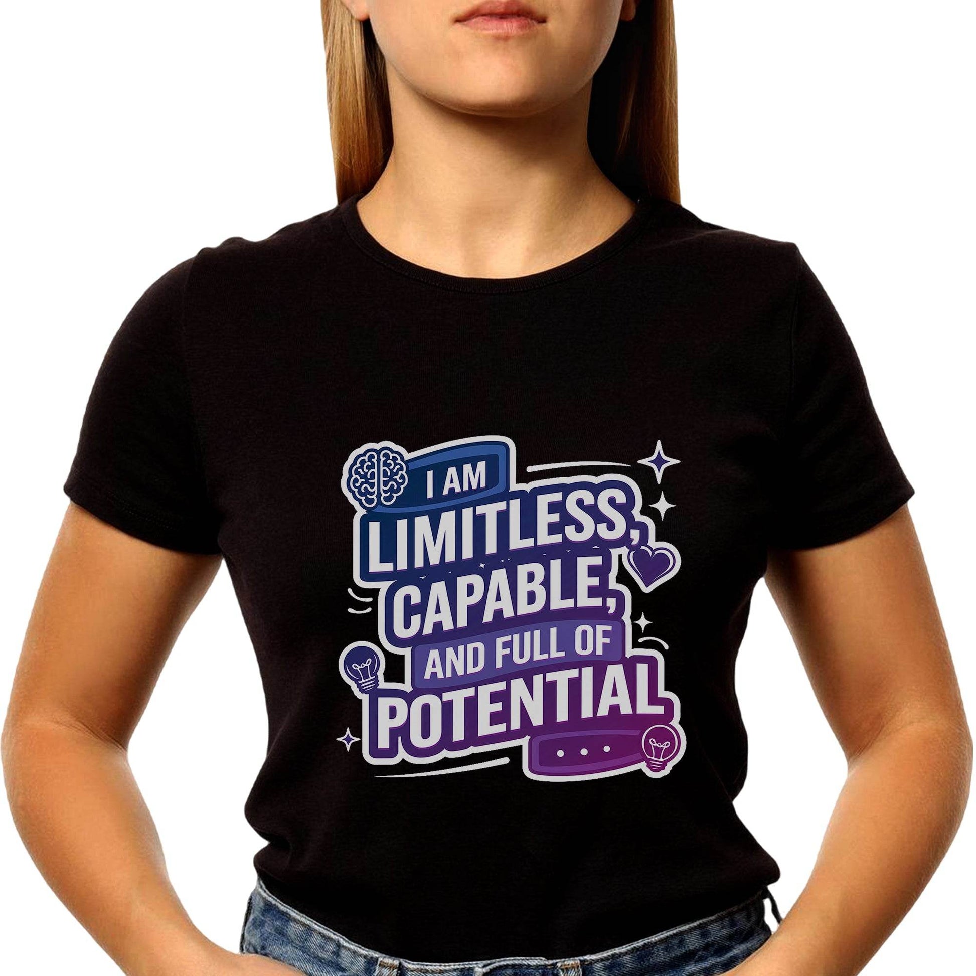 I Am Limitless Capable, And Full Of Potential - Unisex Round Neck Regular Fit 100% Combed Cotton Half Sleeve T-Shirt - Mojilo Mart