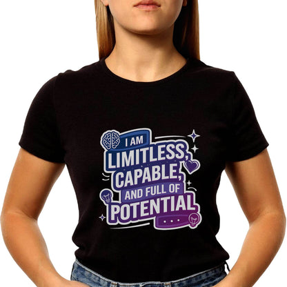 I Am Limitless Capable, And Full Of Potential - Unisex Round Neck Regular Fit 100% Combed Cotton Half Sleeve T-Shirt - Mojilo Mart