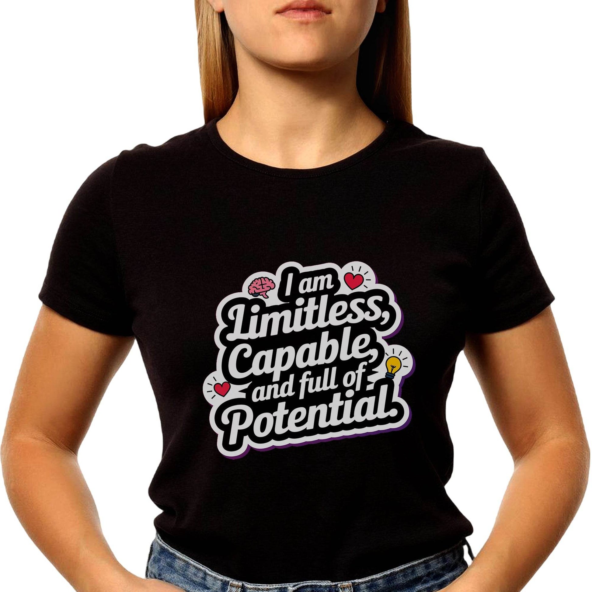 I Am Limitless, Capable And Full Of Potential - Unisex Round Neck Regular Fit 100% Combed Cotton Half Sleeve T-Shirt - Mojilo Mart