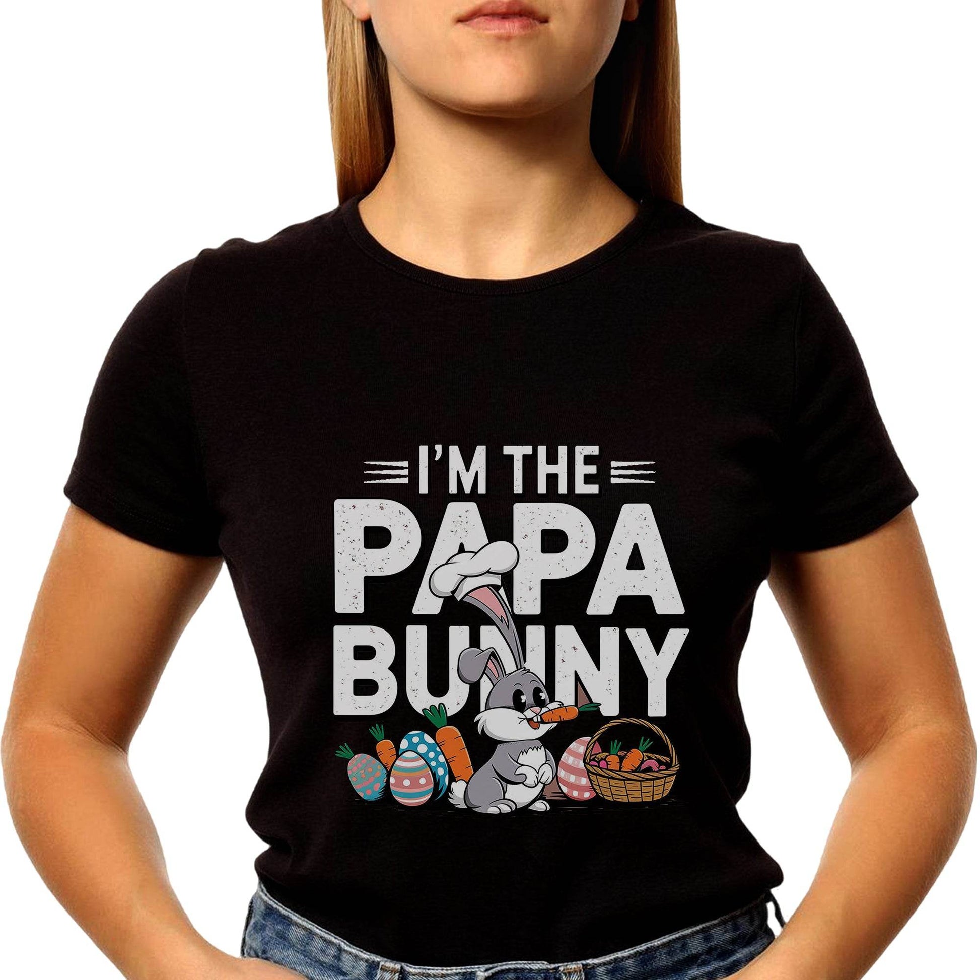 I'M THE PAPA BUNNY PRINT- Unisex Round Neck Regular Fit 100% Combed Cotton Half Sleeve T-Shirt - Mojilo Mart
