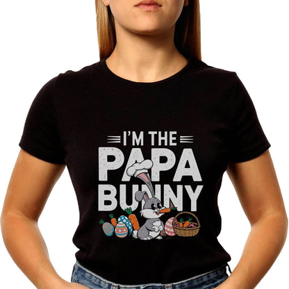 I'M THE PAPA BUNNY PRINT- Unisex Round Neck Regular Fit 100% Combed Cotton Half Sleeve T-Shirt - Mojilo Mart